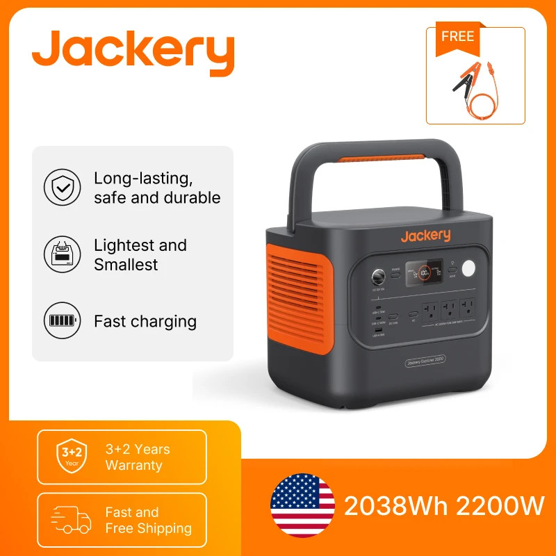 Jackery Explorer 2000 Power Station 2038Wh LiFePO4 2200W Solar Generator