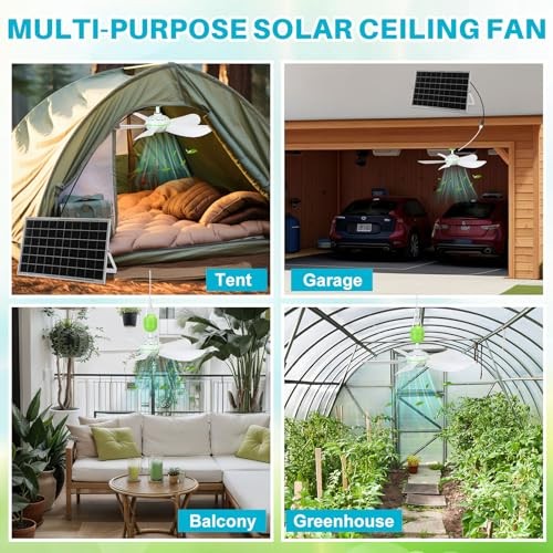 Set Solar Ceiling Fan Kit with5w Panel, USB Hanging Fan5.74” Dual Power 1