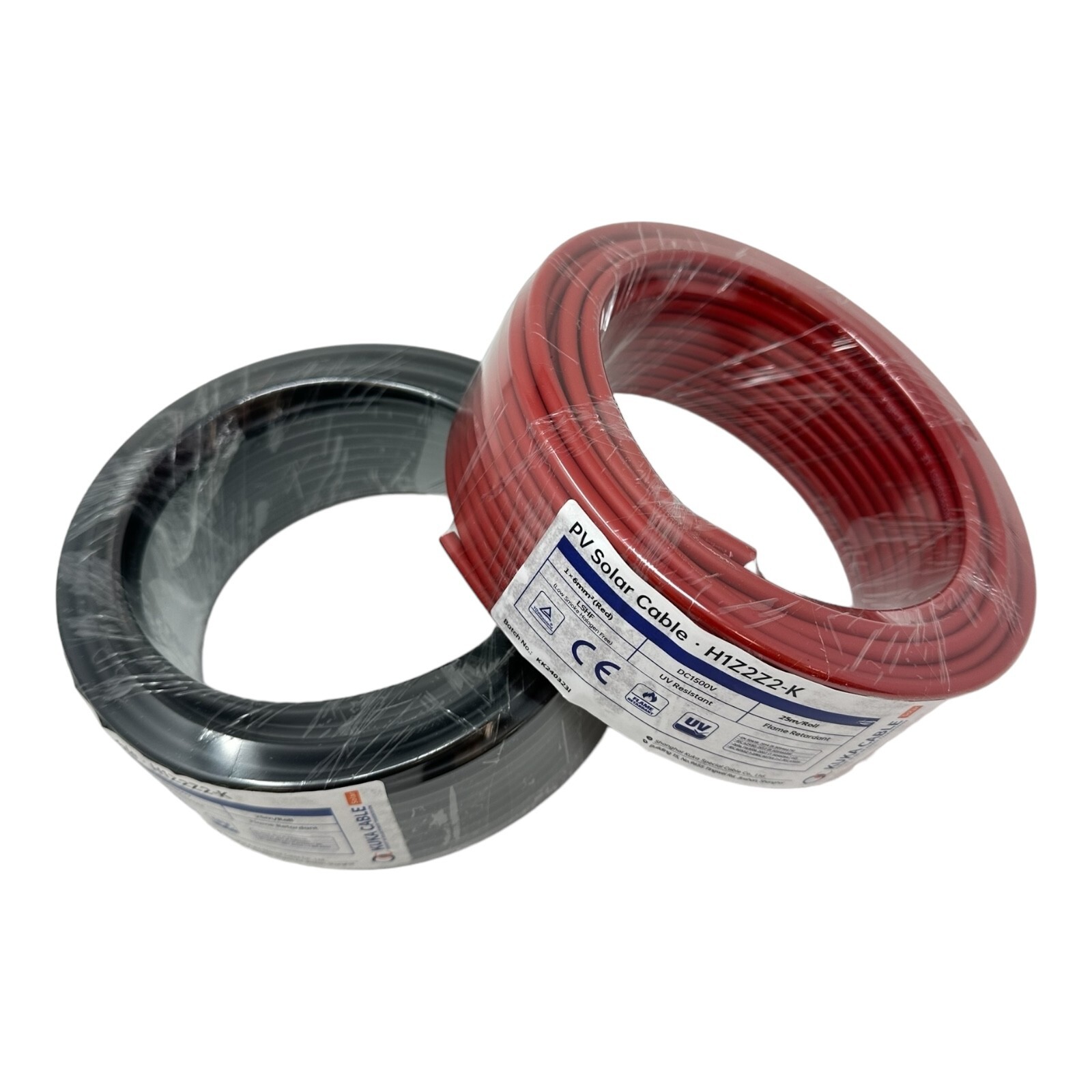2x 25meter Drum Red and Black Solar Panel PV Cable Wire 6mm² 2 Pairs Connectors