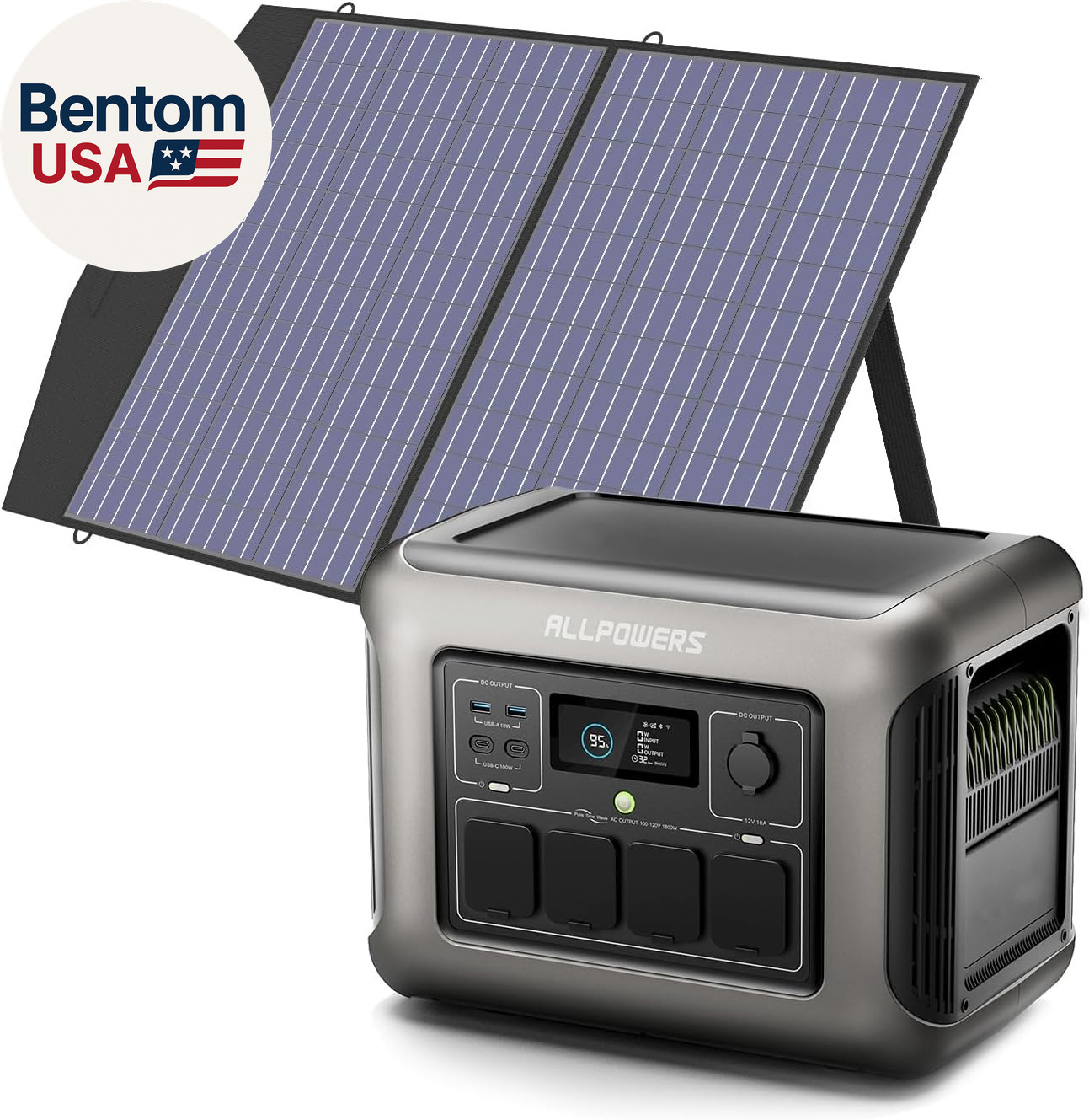R1500L Portable Power Station with SP027 Solar Panel, 1600W 1056Wh Lifepo4 Solar