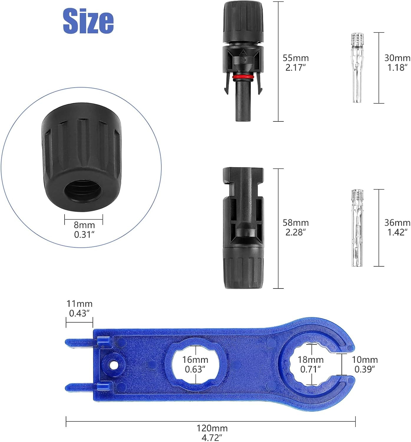 40PCS (20Pairs) Solar Panel Connectors, Male/Female Multi-Contact 4 Solar Connec