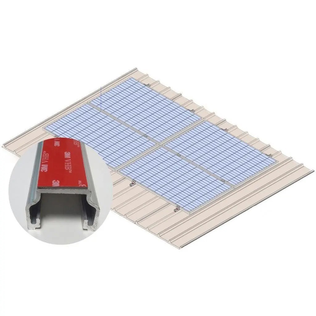 No-Drill Solar Panel Mounting Kit for Metal & Sandwich Roofs – 3M Bonded Rails