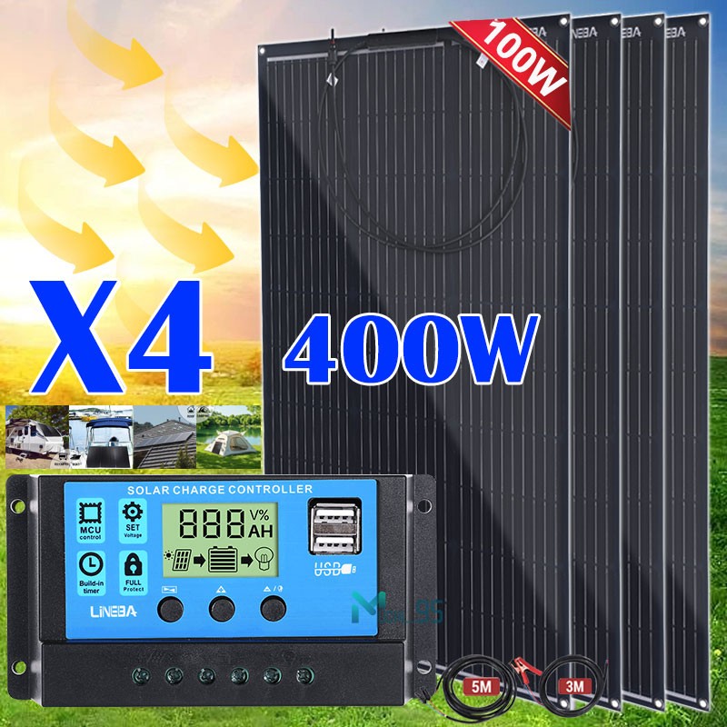 400 Watts Solar Panel Kit 100A 12V Battery Charger with Controller Caravan Boat