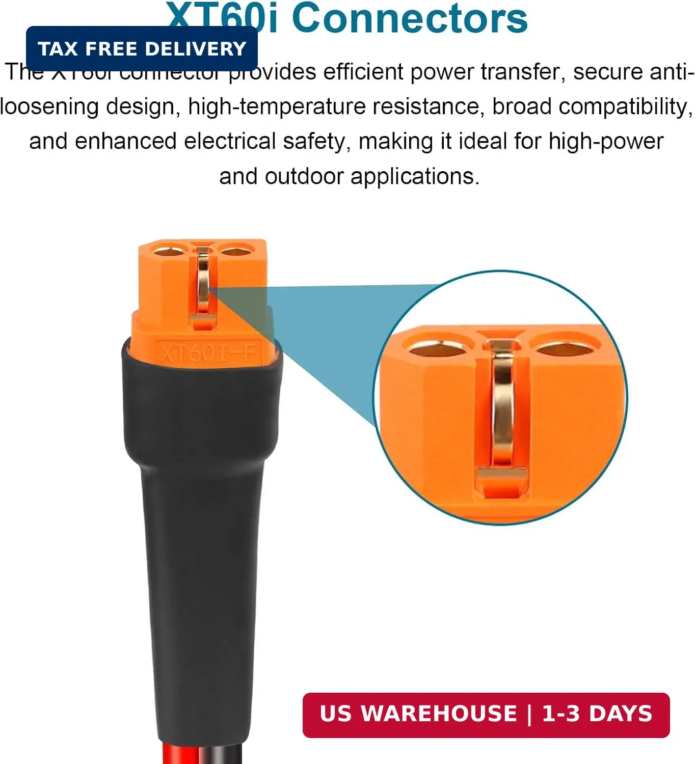 Solar Panel Adapter Cable to XT60i 6FT – 10AWG XT60i Female Solar Cable Tinned C