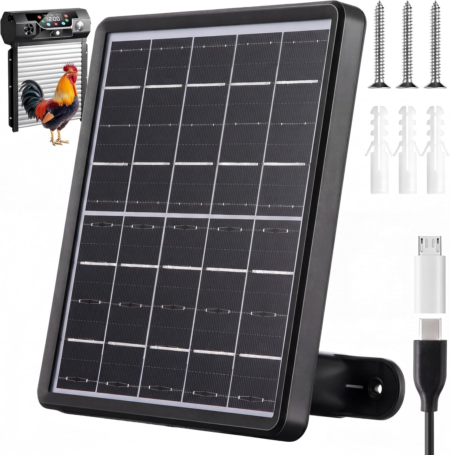 Quick Install 5W Solar Panel for Automatic Chicken Door – Waterproof Design