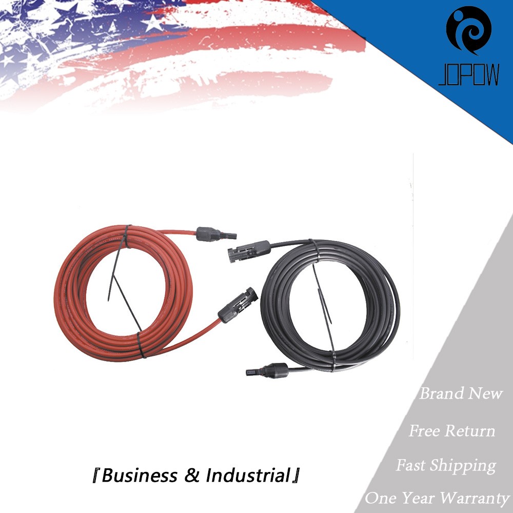 1Pair 30ft Black + Red 12AWG Solar Panel Extension Cable Wire Connector