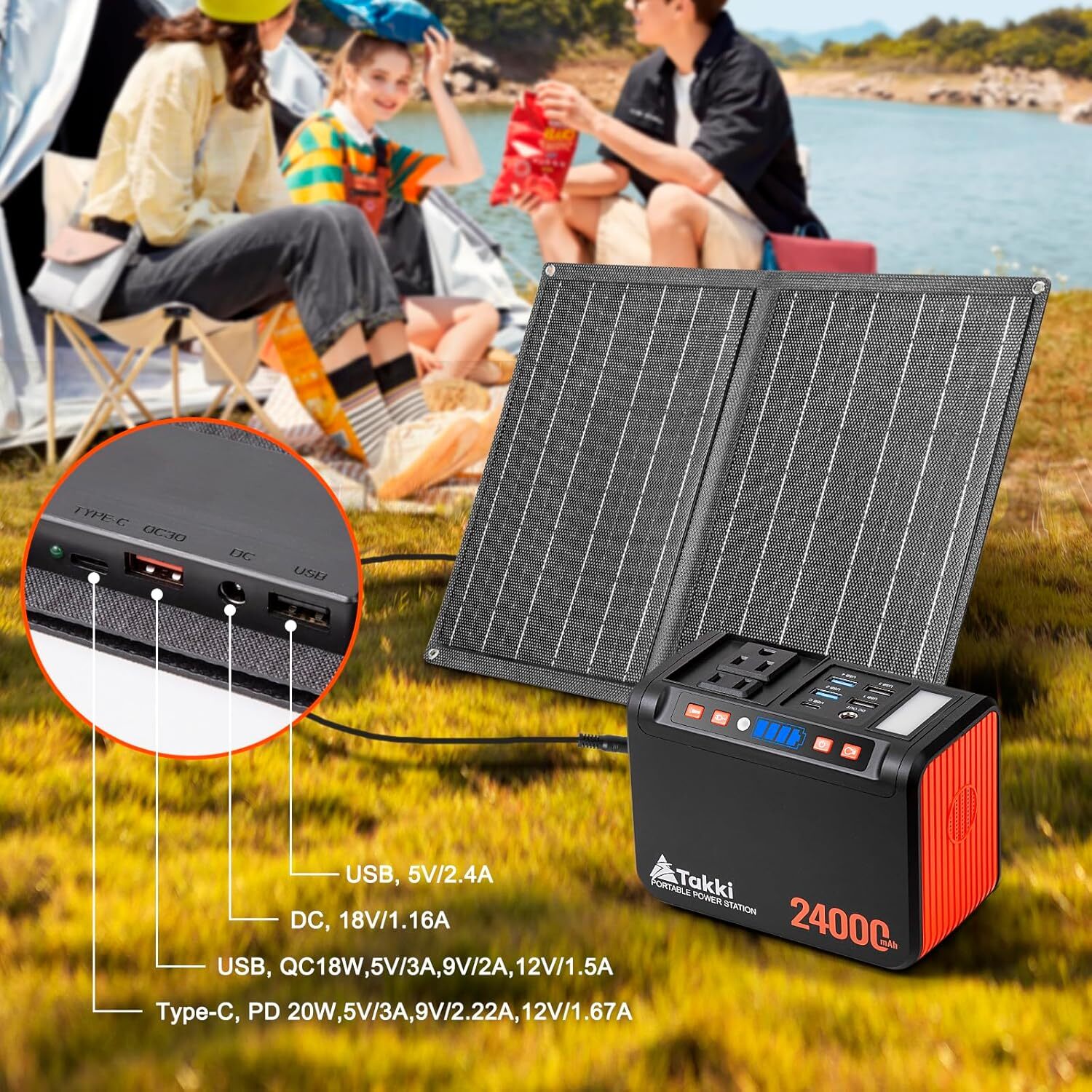 Takki 120W Solar Generator with 21W Panel, 88Wh Power Bank for Camping & Backup