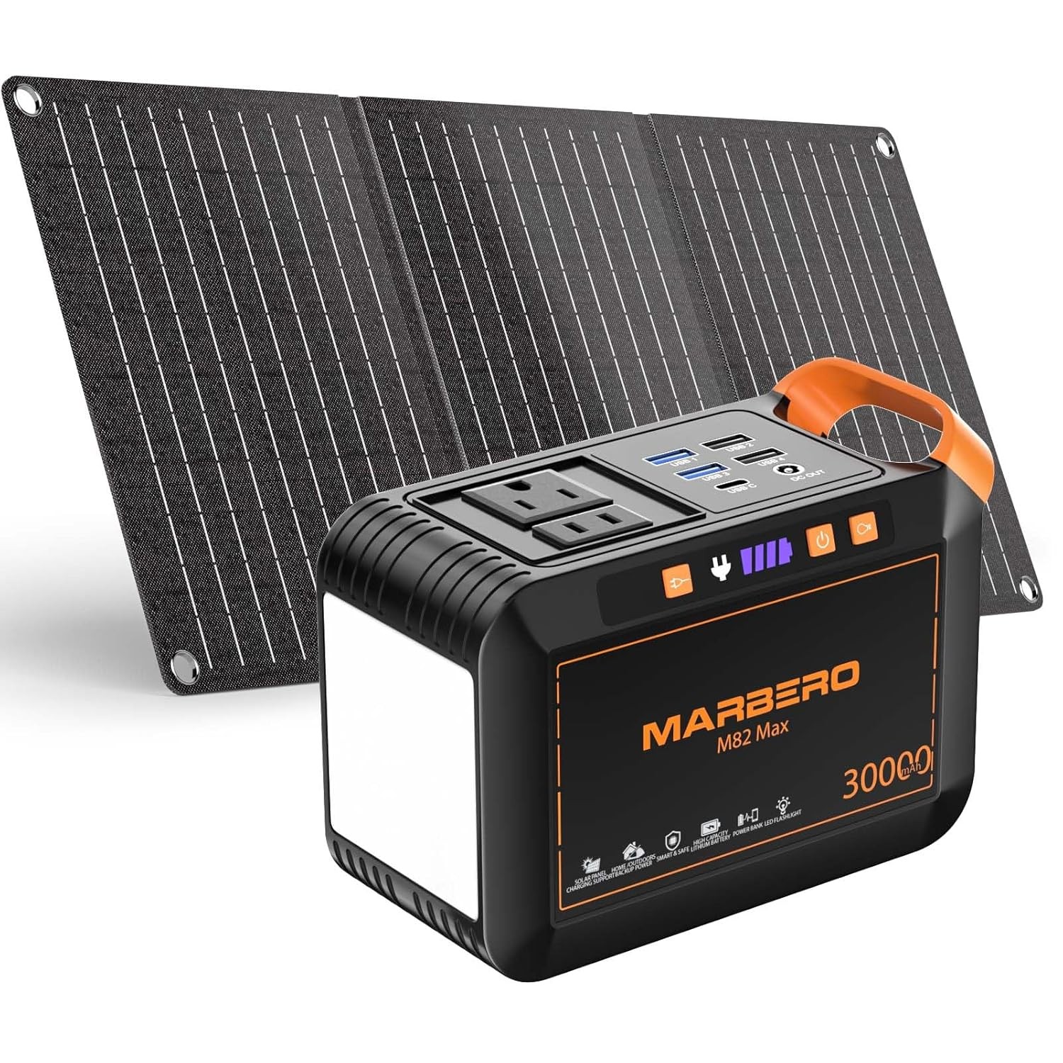 Marbero Solar Generator 111Wh Portable Power Station 30W Panel Included Backup
