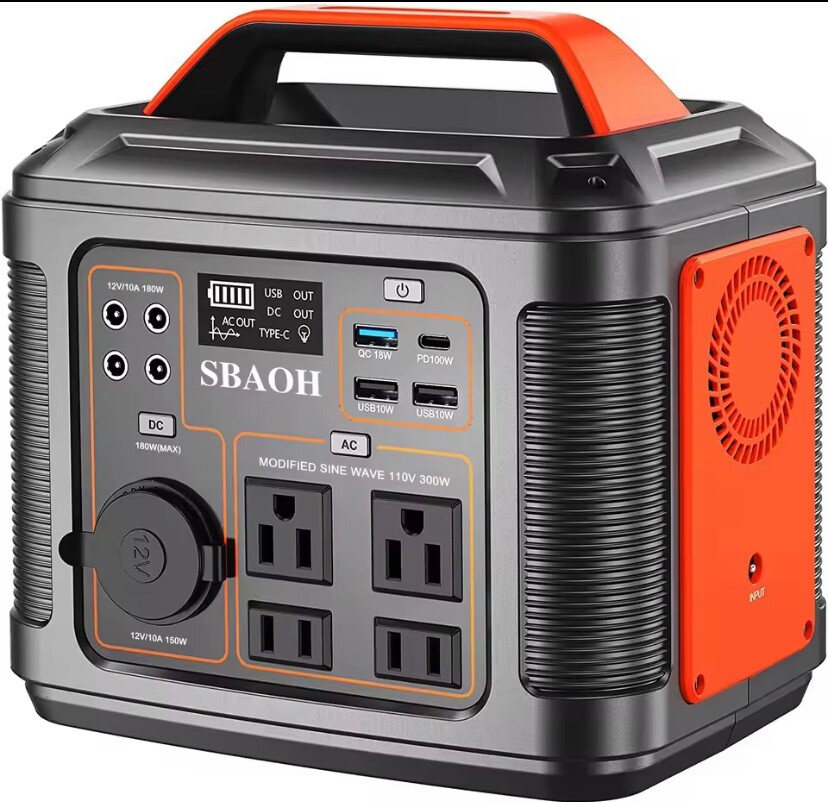 Portable Power Station 110V,296Wh Lithium ion Solar Generator with 300 W AC Powe