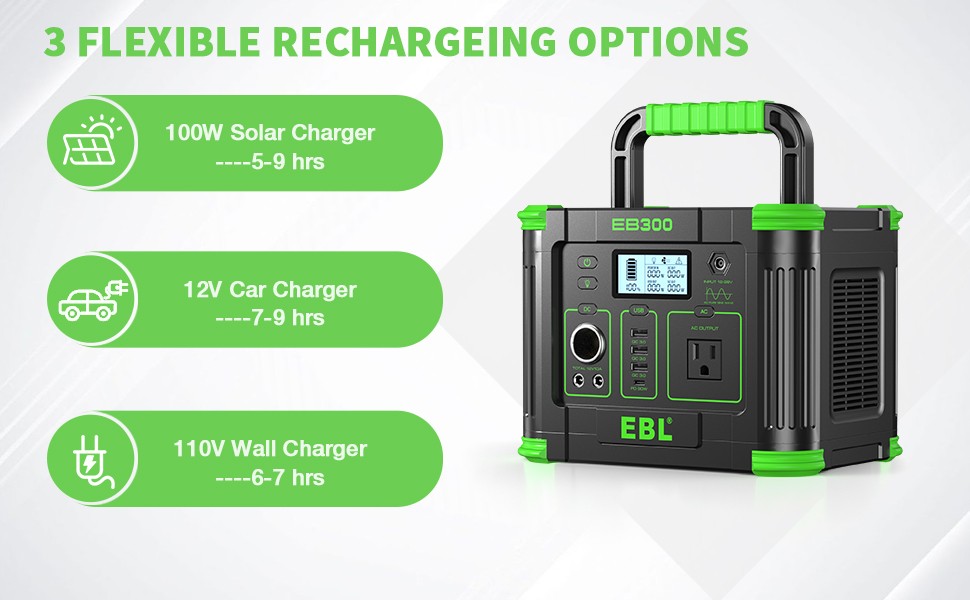 330W 288.6WH Power Station Portable Solar Generator RV Backup LiFePO4 Battery