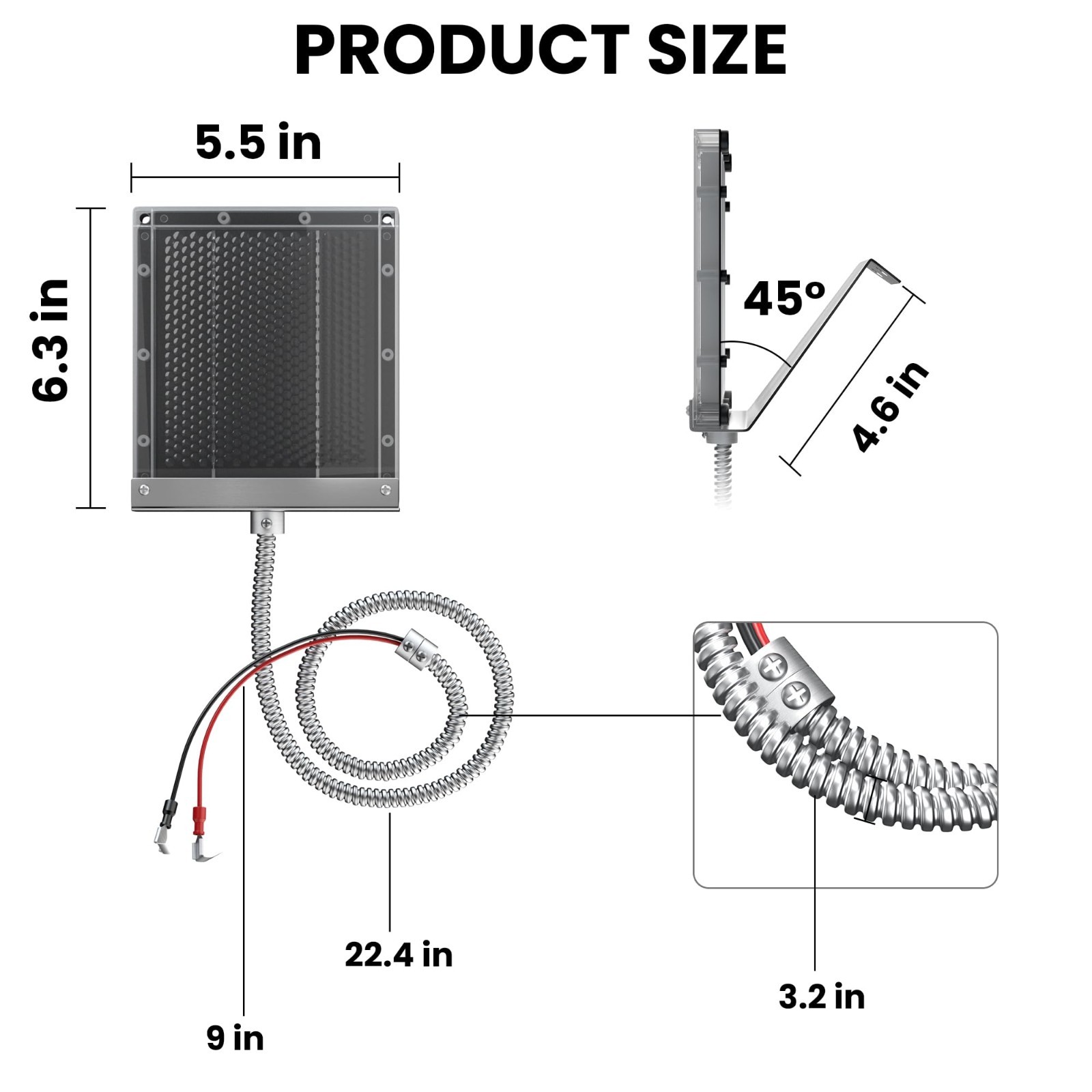 12V Solar Panel for Deer Feeder 1.7W Battery Charger Mount Alligator Clips Kit