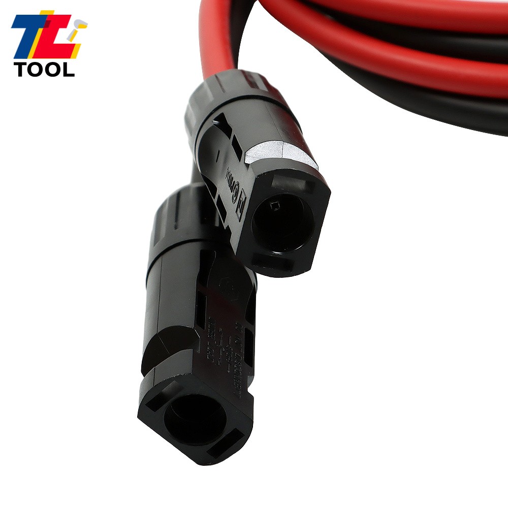 1 Pair 5FT 10AWG Solar Panel Extension Cable Wire Connector Black + Red