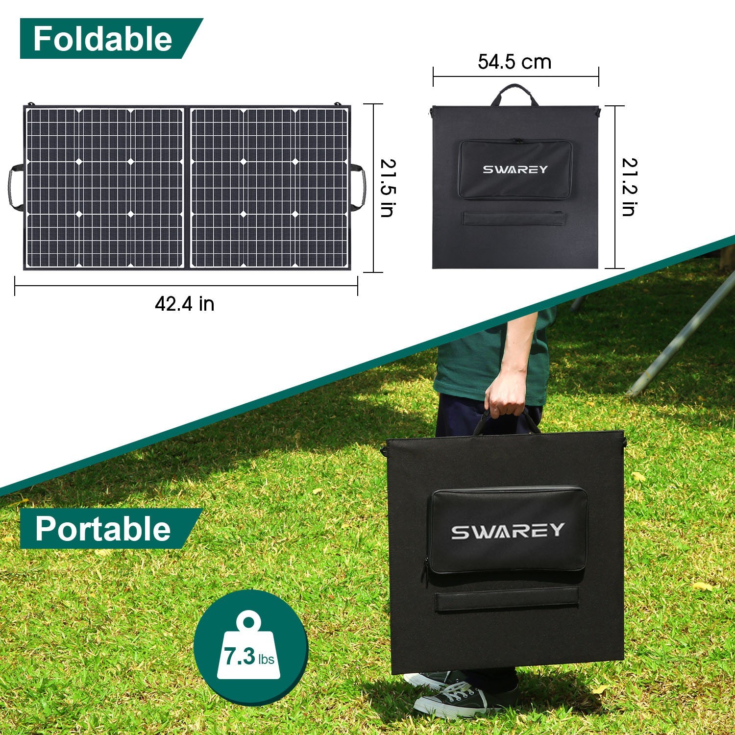 SWAREY 100W Foldable Solar Panel Portable Solar Charger for Outdoor Camping
