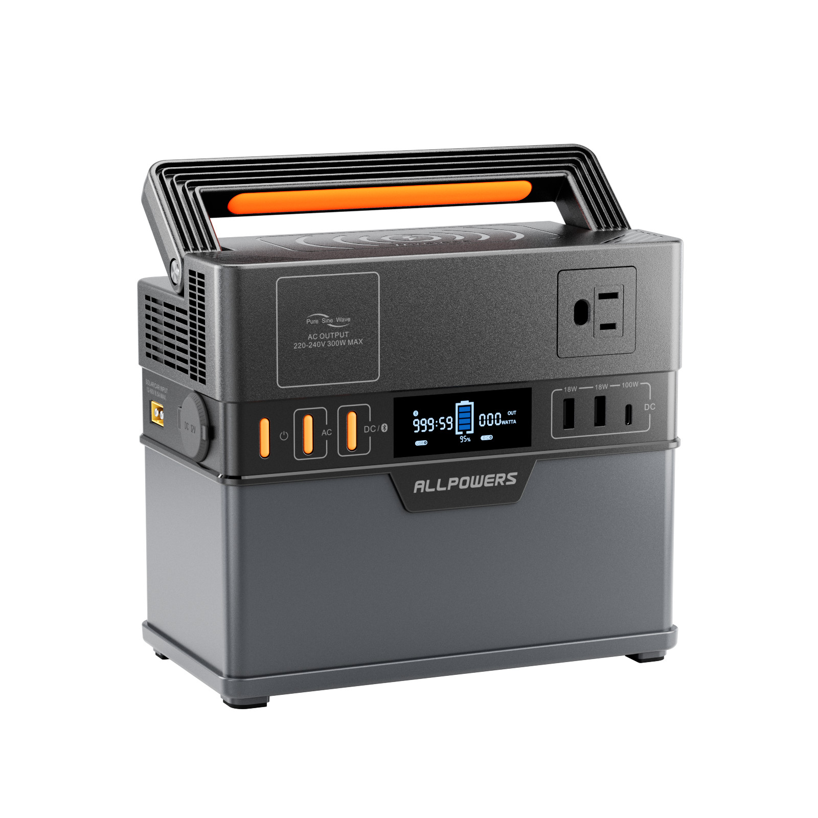 ALLPOWERS 300W 288Wh Portable Power Station Lithium Battery Solar Generator AC