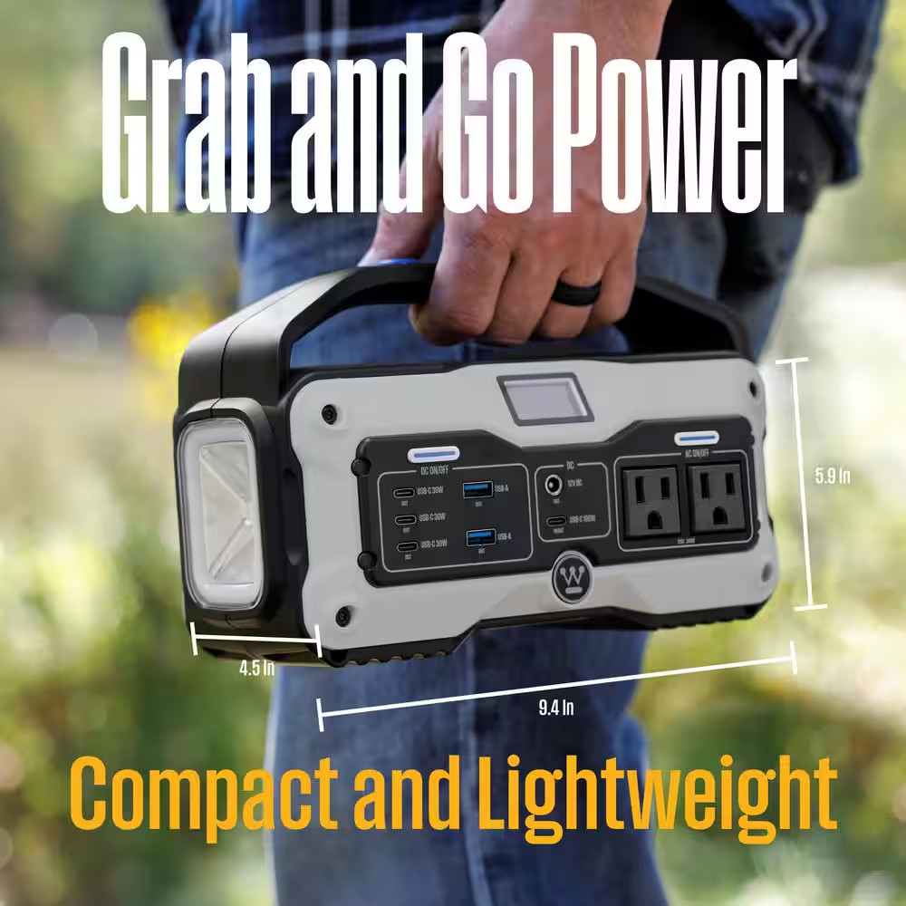 400-Watt Lithium-Ion Portable Power Station with LED Display and Flashlight
