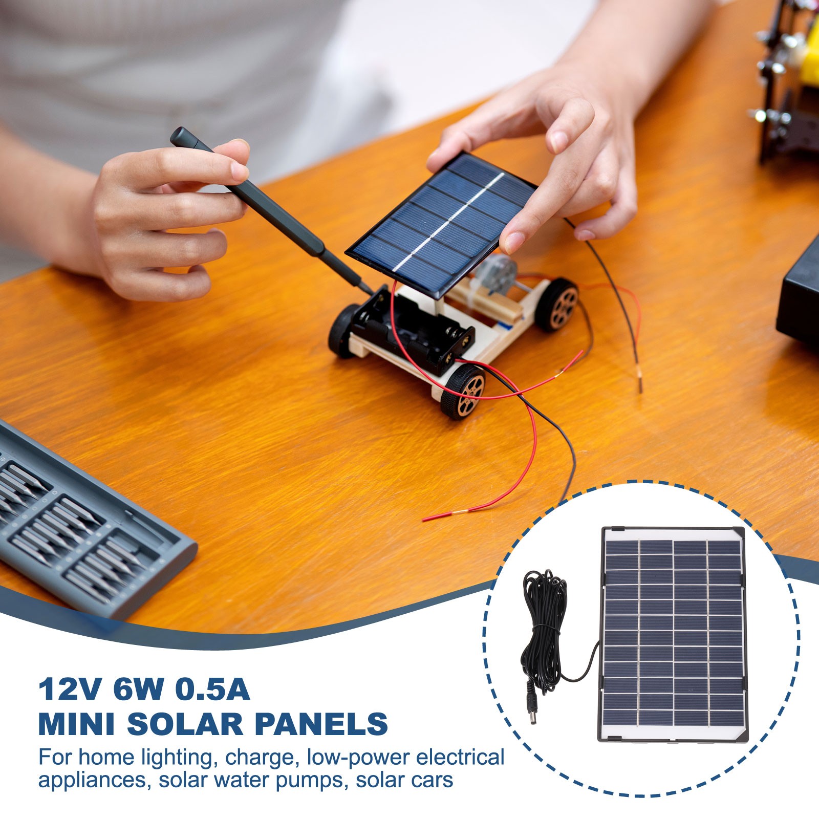 12V 6W 0.5A Solar Panels for Security Camera, DC 5521 Output Solar Panel