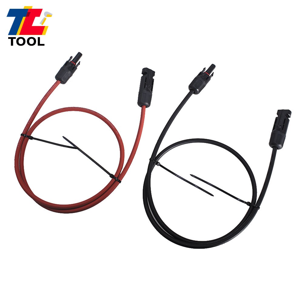 1 Pair Black + Red 3 Feet Solar Panel Extension Cable Wire Connector 10 AWG