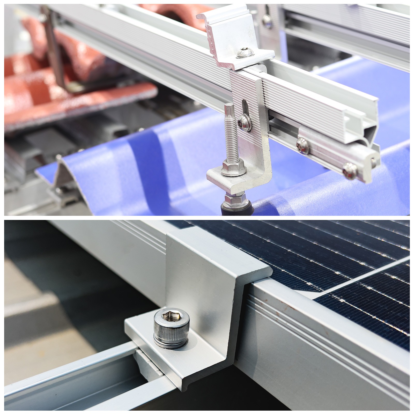 Solar Panel Middle Clamp 30mm Aluminium Solar Panel Mount Mid Clip 12Pcs