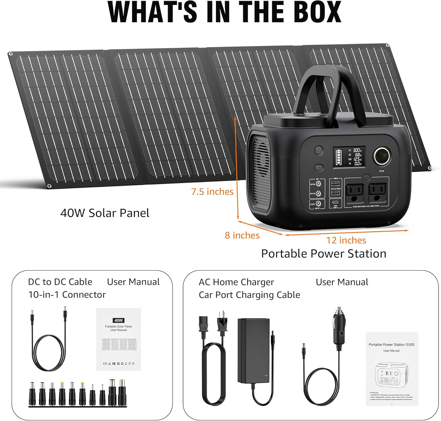 SALE! 300W Portable Power Station with Solar Panel 40W, 260Wh Solar Generator