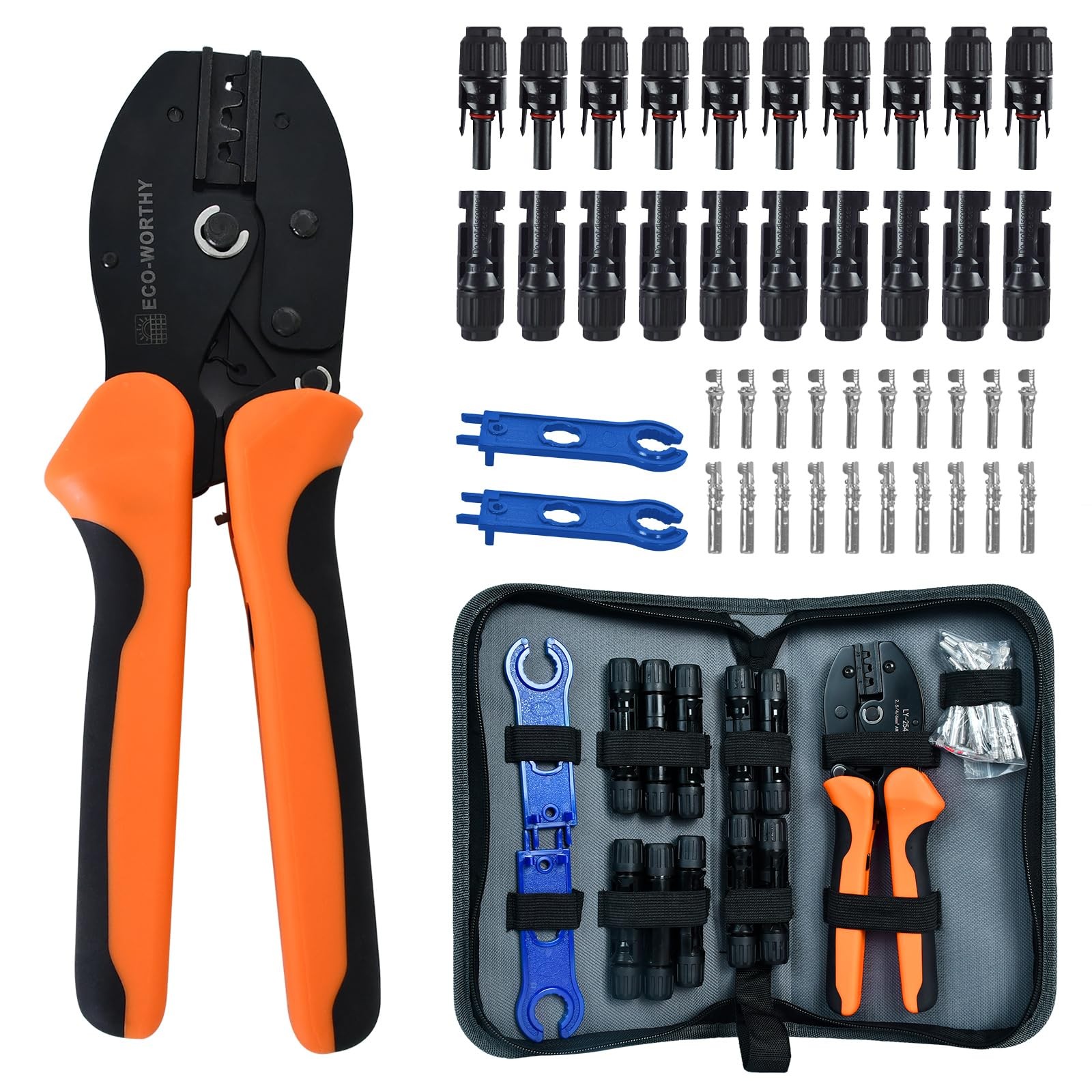 ECO-WORTHY Solar Crimper Tool Kit 13 PCS Solar Tools – a Crimper, 10 Pairs of…