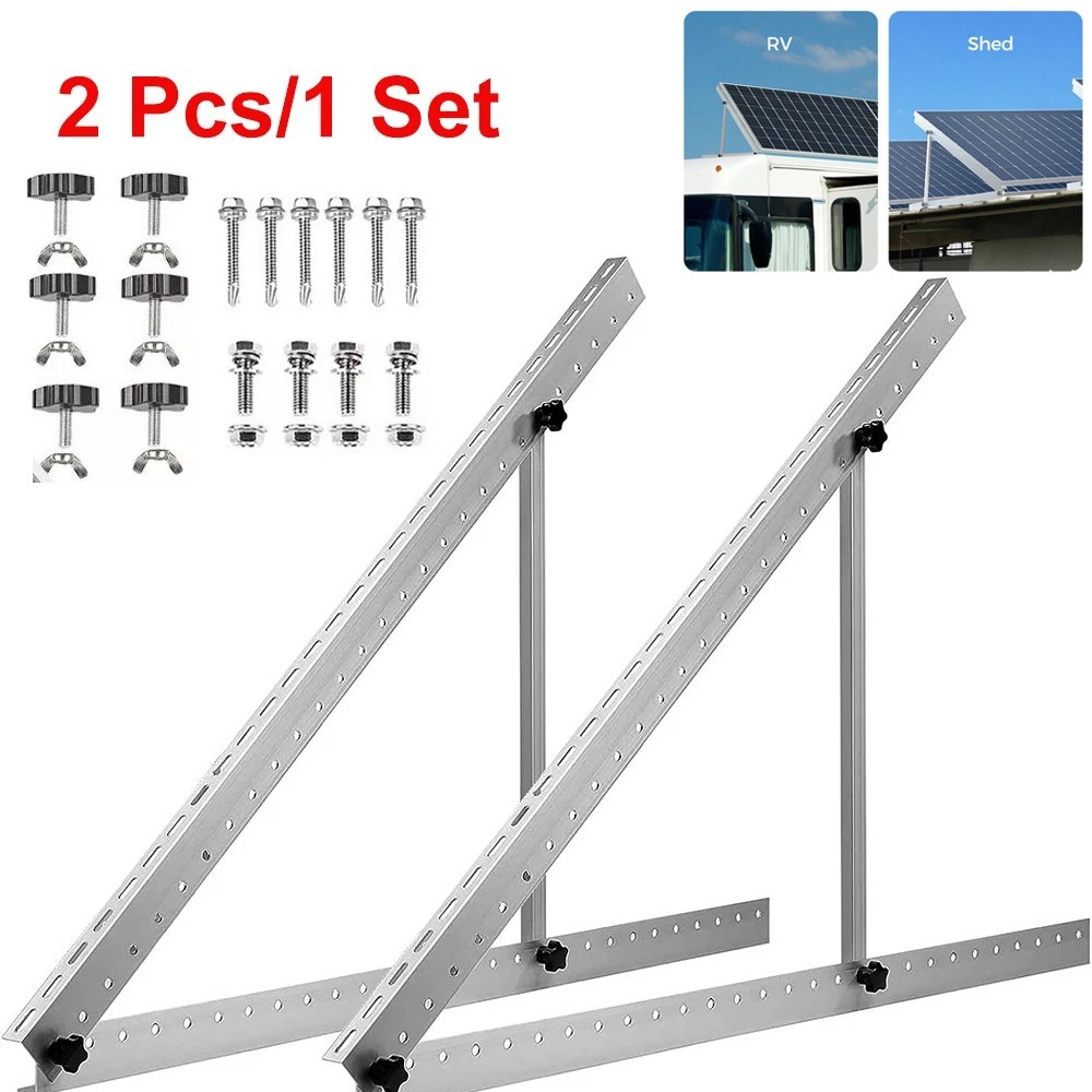 2PCS Solar Panel RV Tilt Mount Brackets Rooftop Flat Surface Adjustable Frame US