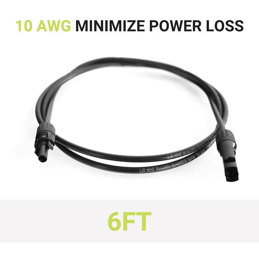 6 ft. 10 AWG Solar Panel Extension Cable with Male to Female New