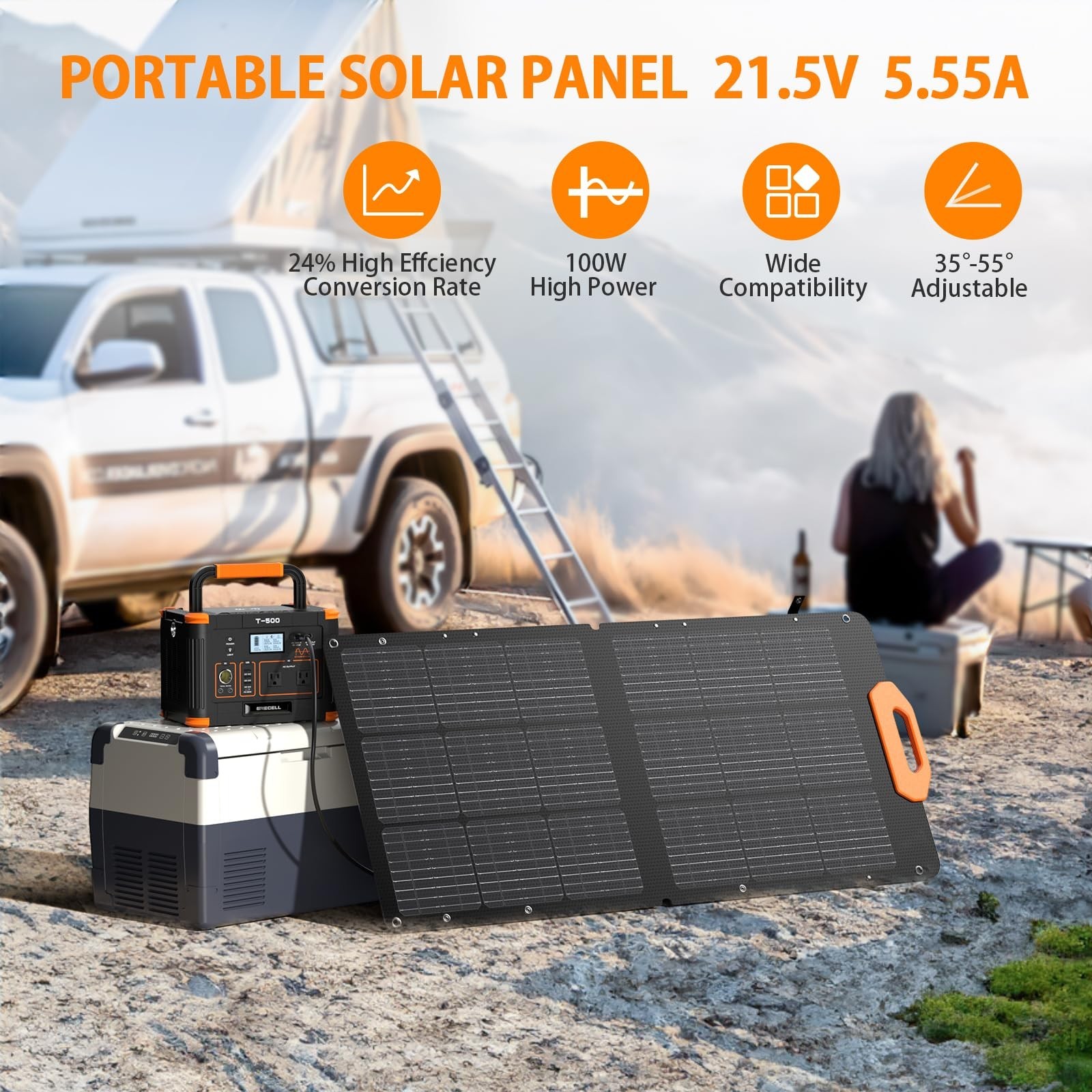 GRECELL Solar Panel 100W for Power Station Portable Solar Panel with MC-4 Fas…