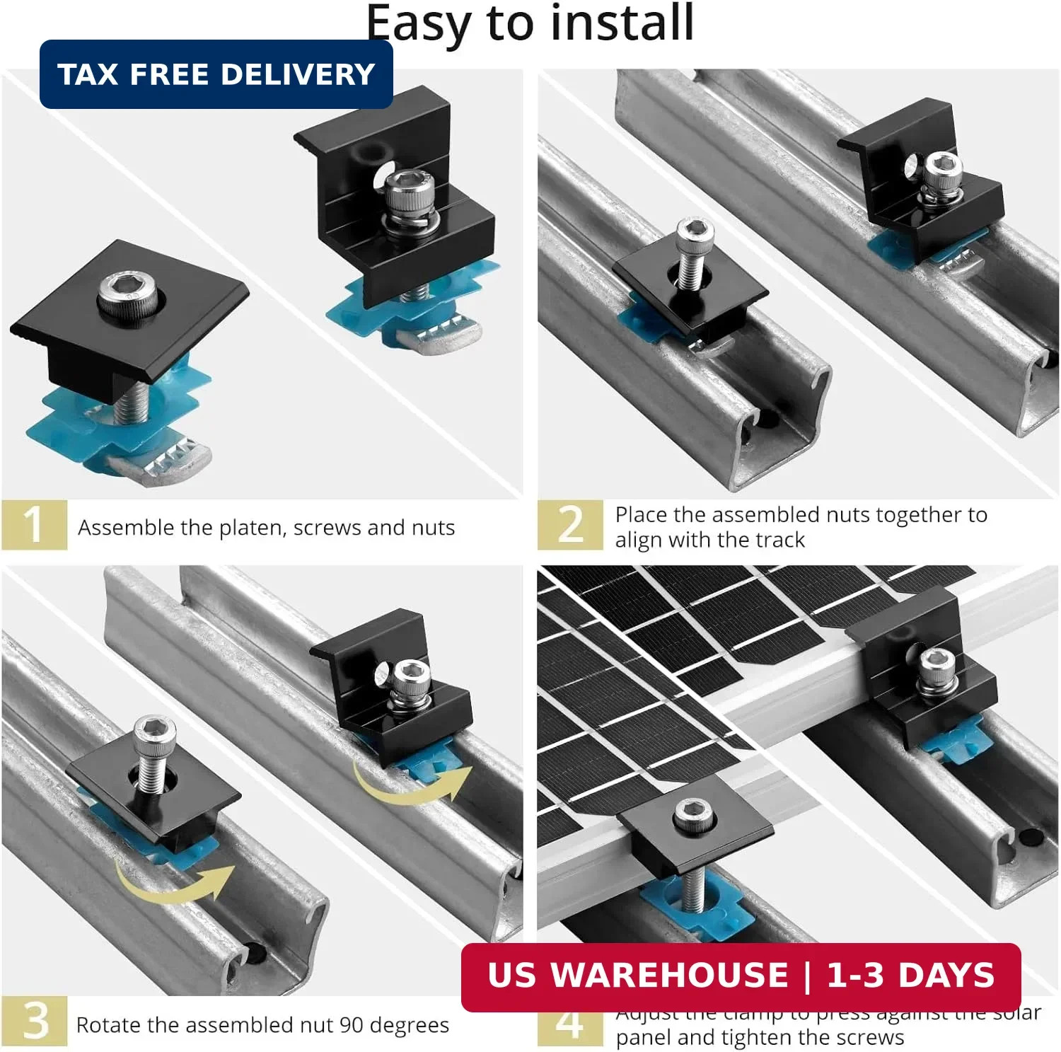 Anbte 10 PCS Solar Panel Mounting Brackets for Unistrut, Aluminium 30mm/35mm 6 x