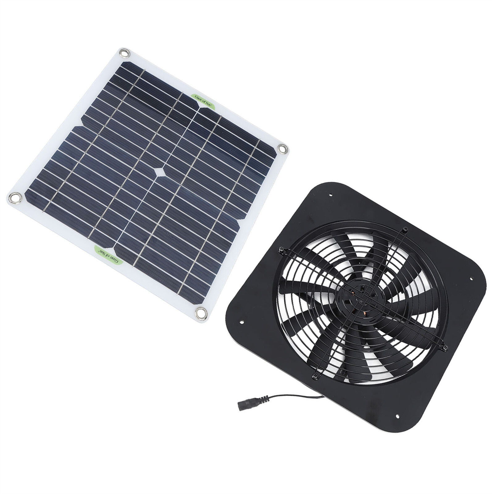 13in Solar Power Fan W/Solar Panel For Room Attic Kitchen Pet Cage Ventilation