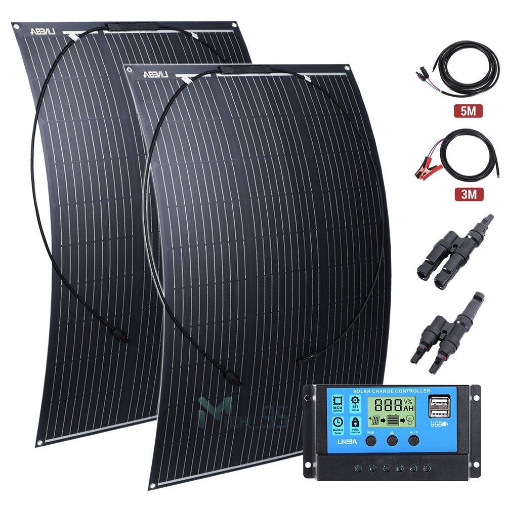 Panel Solar 200W De Kit 30A Controlador de Cargador Bateria Para Barco RV ATV