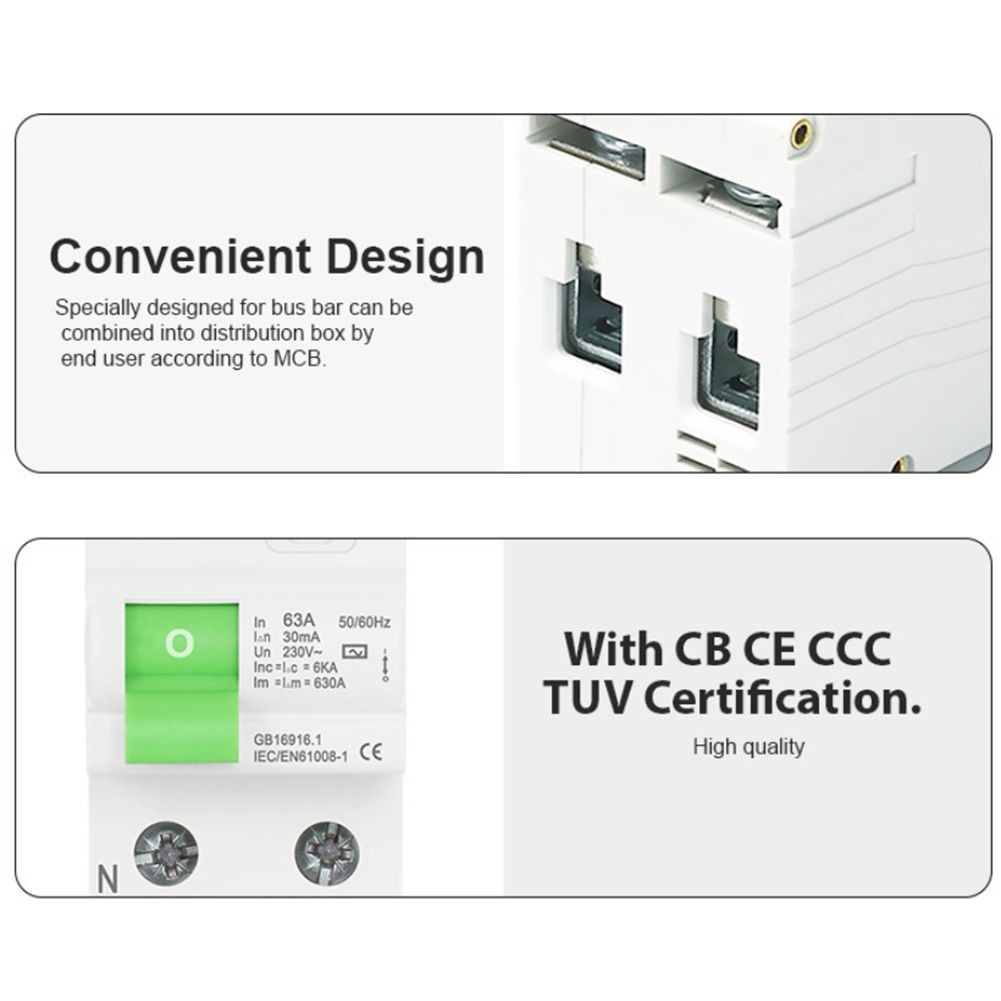 Versatile Type AC Circuit Breaker 2P 63A 30mA for Industrial and Commercial Use