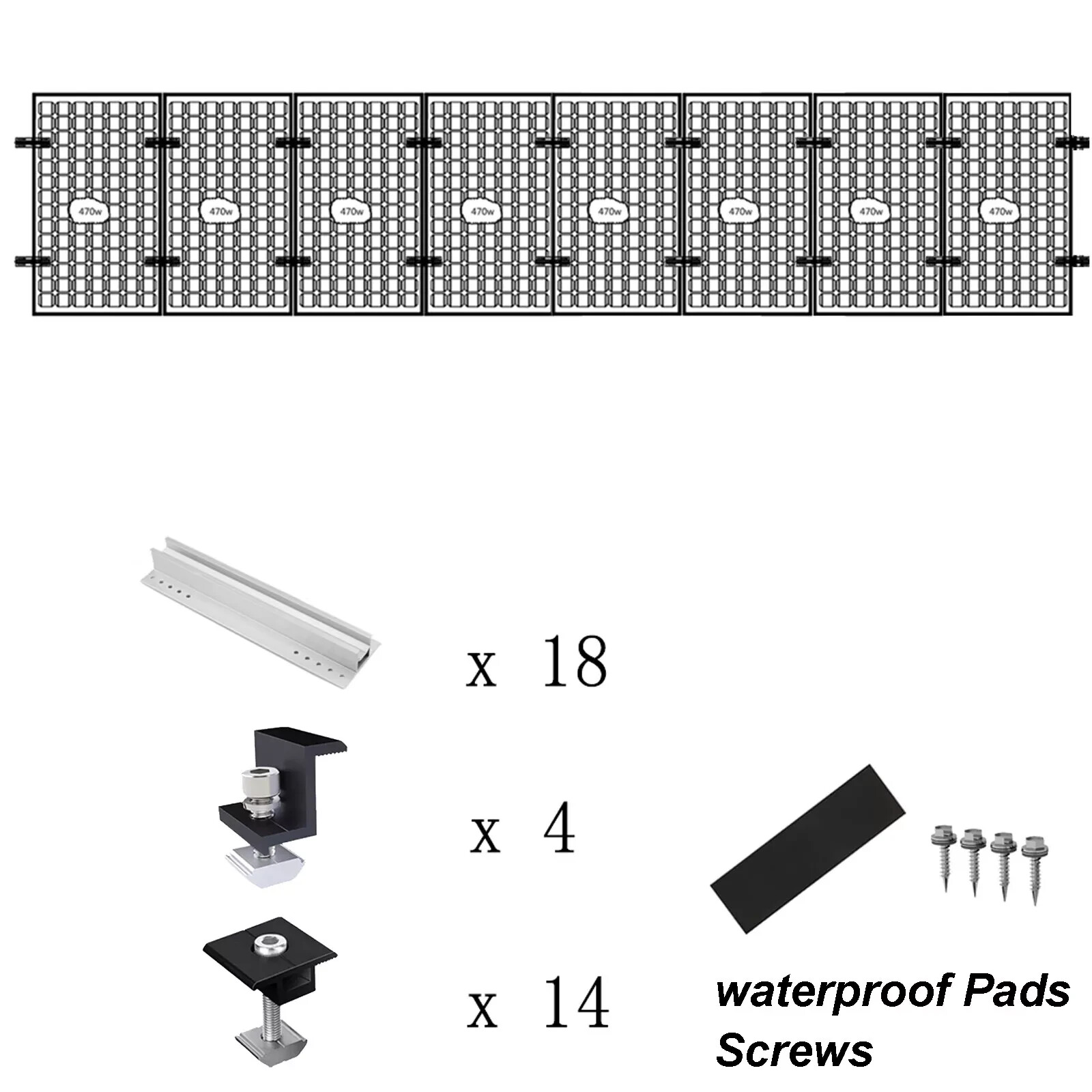 Solar PV Panel Mounting Rail Aluminium Roof Fixing End/Middle Clamp