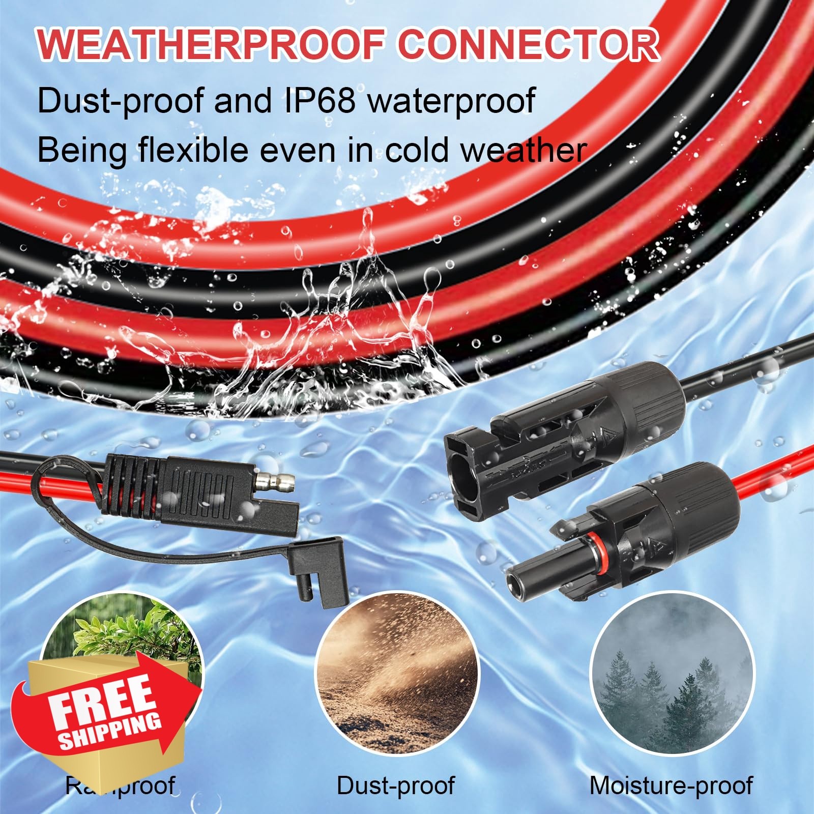 MOOKEERF 75FT Solar Panel SAE Adapter Cable