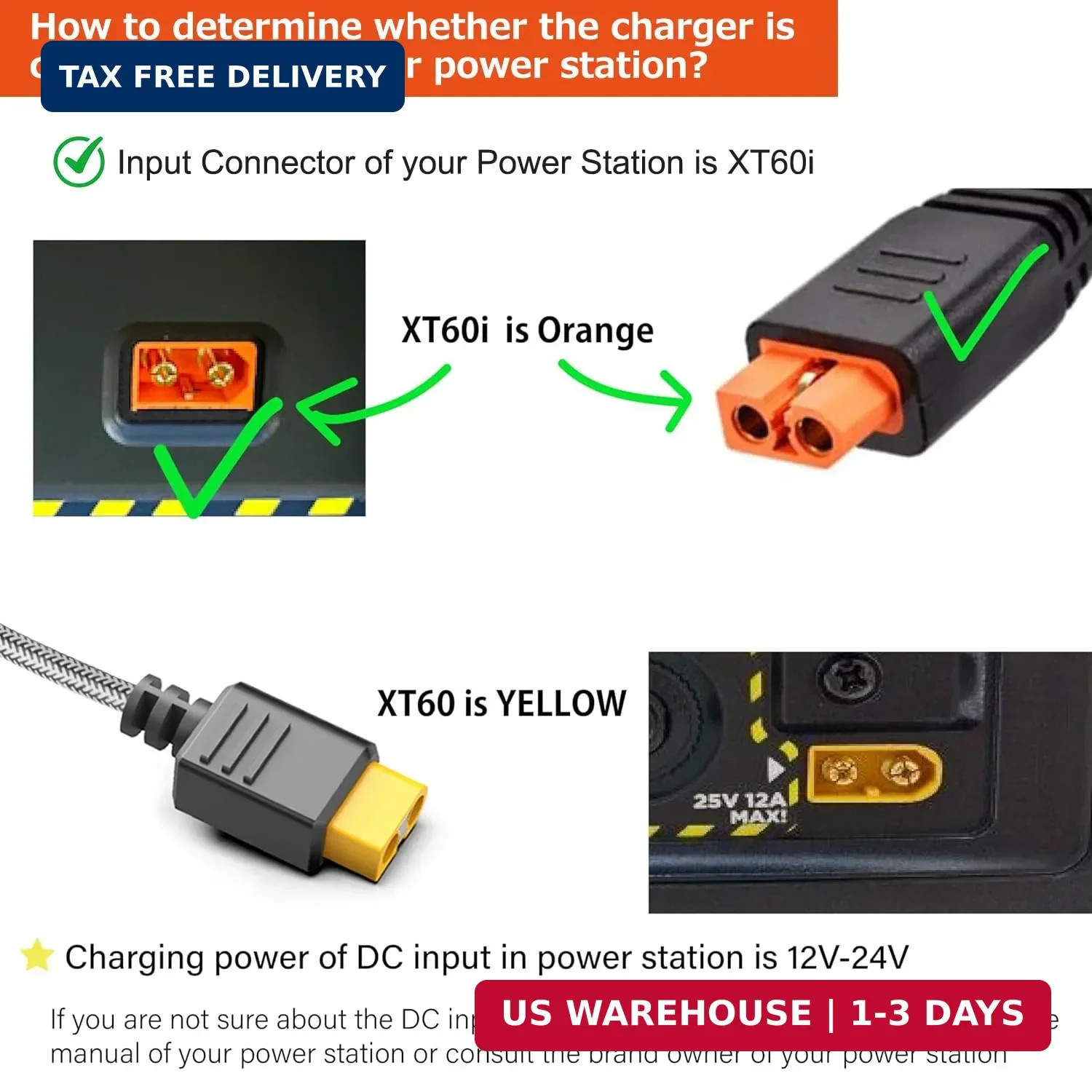 TAIFU 12V/24V XT60i Car Charger Cable for Anker SOLIX Series C300C1000,EF ECOFLO