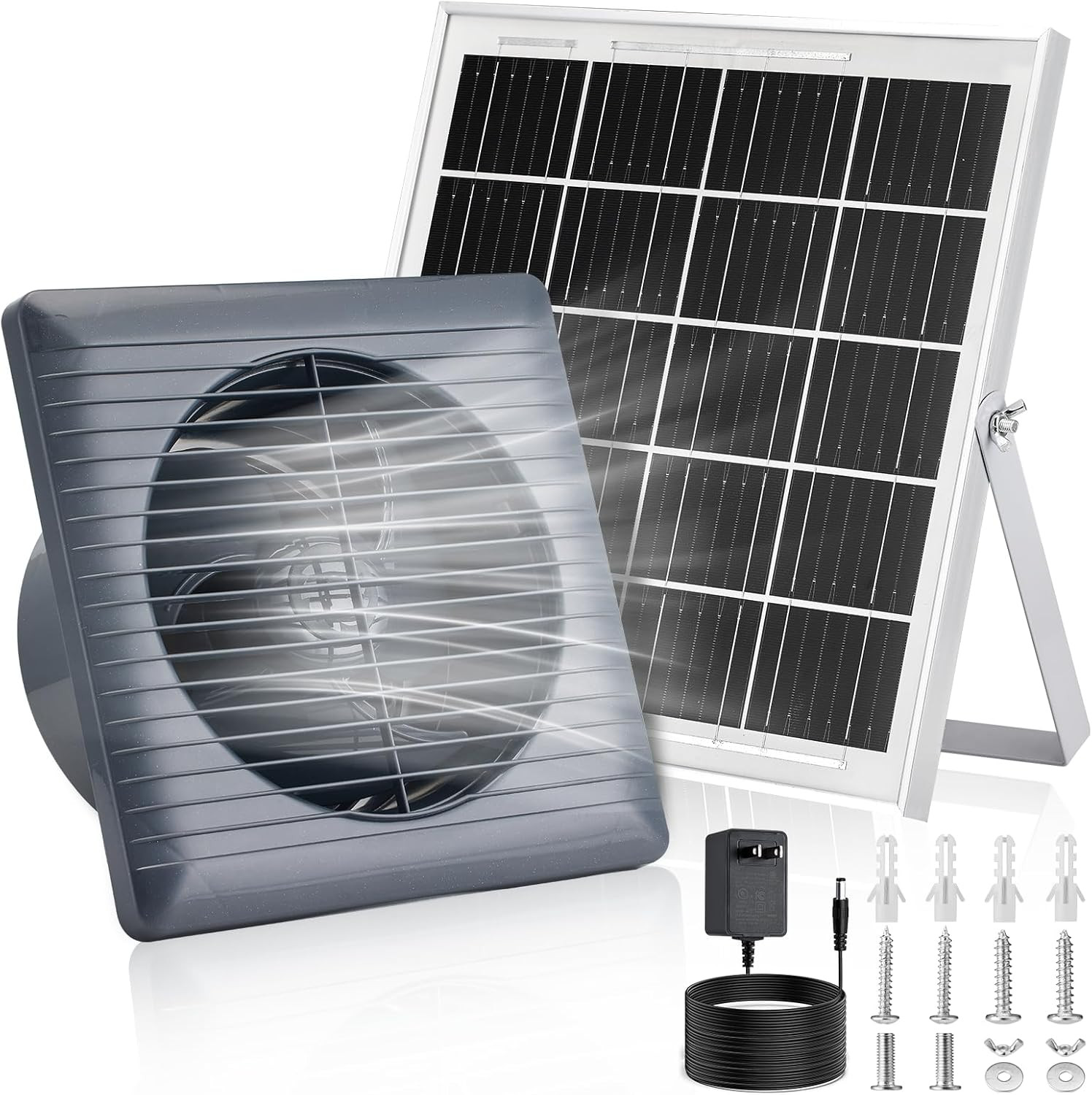Solar Powered Exhaust Fan, 25W Solar Panel+8″ High Speed Solar Powered Fans, Sol