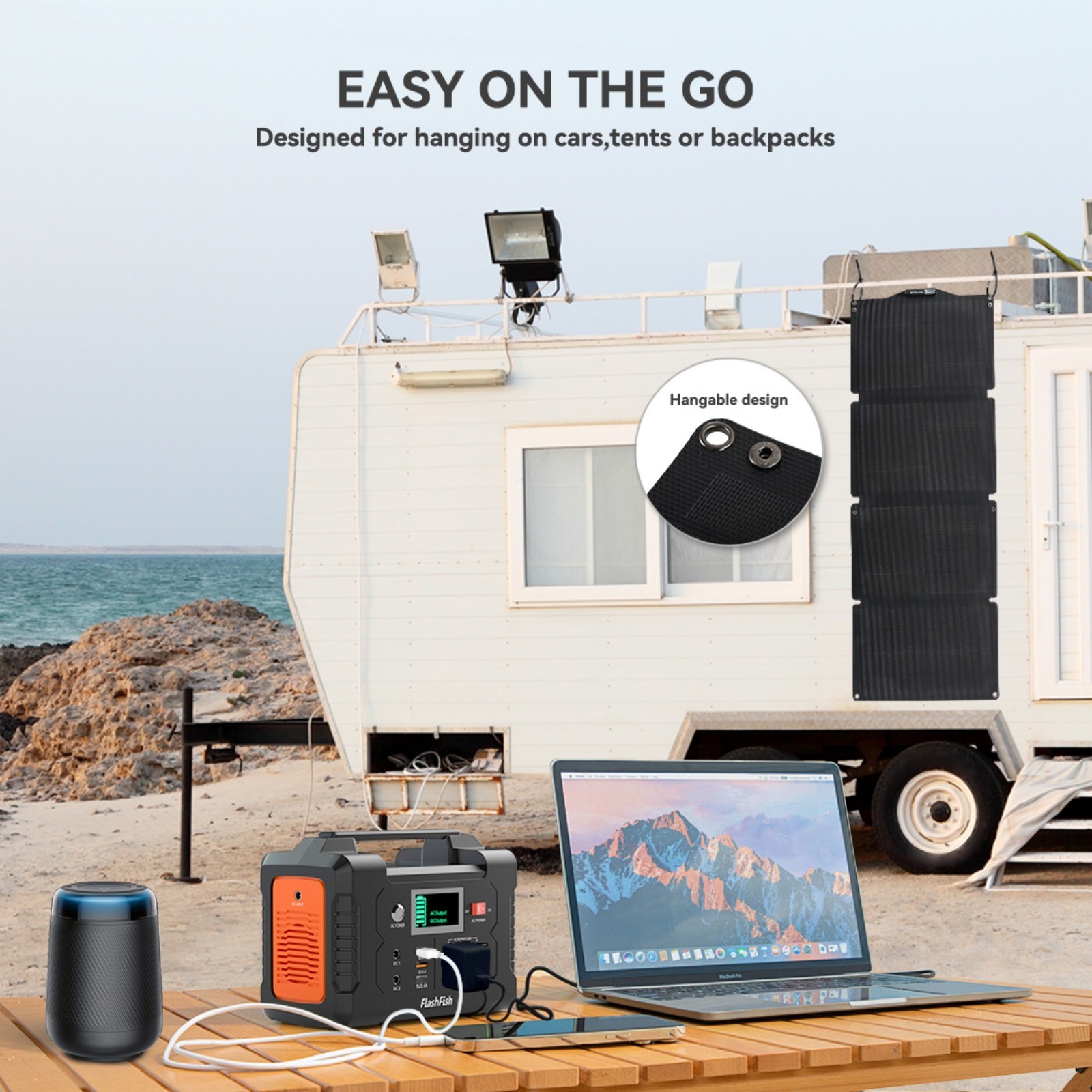 200W Solar Generator Portable Power Station with 60W Panel for Outdoor Camping