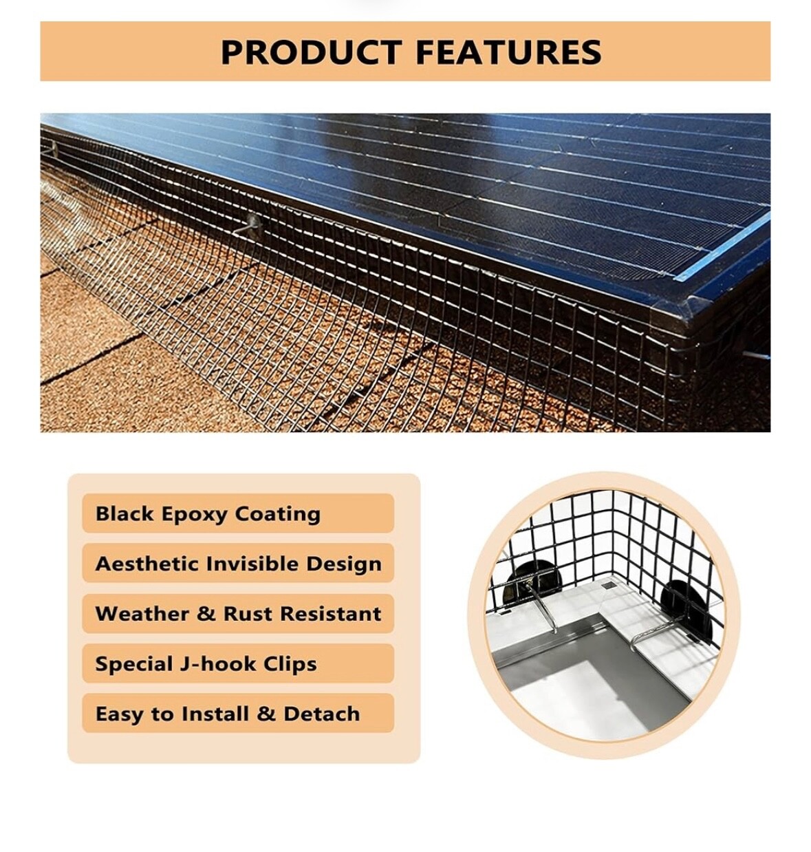 8in x 100ft Solar Panel Bird Guard Mesh Critter Roll Kit 100pcs Fasteners