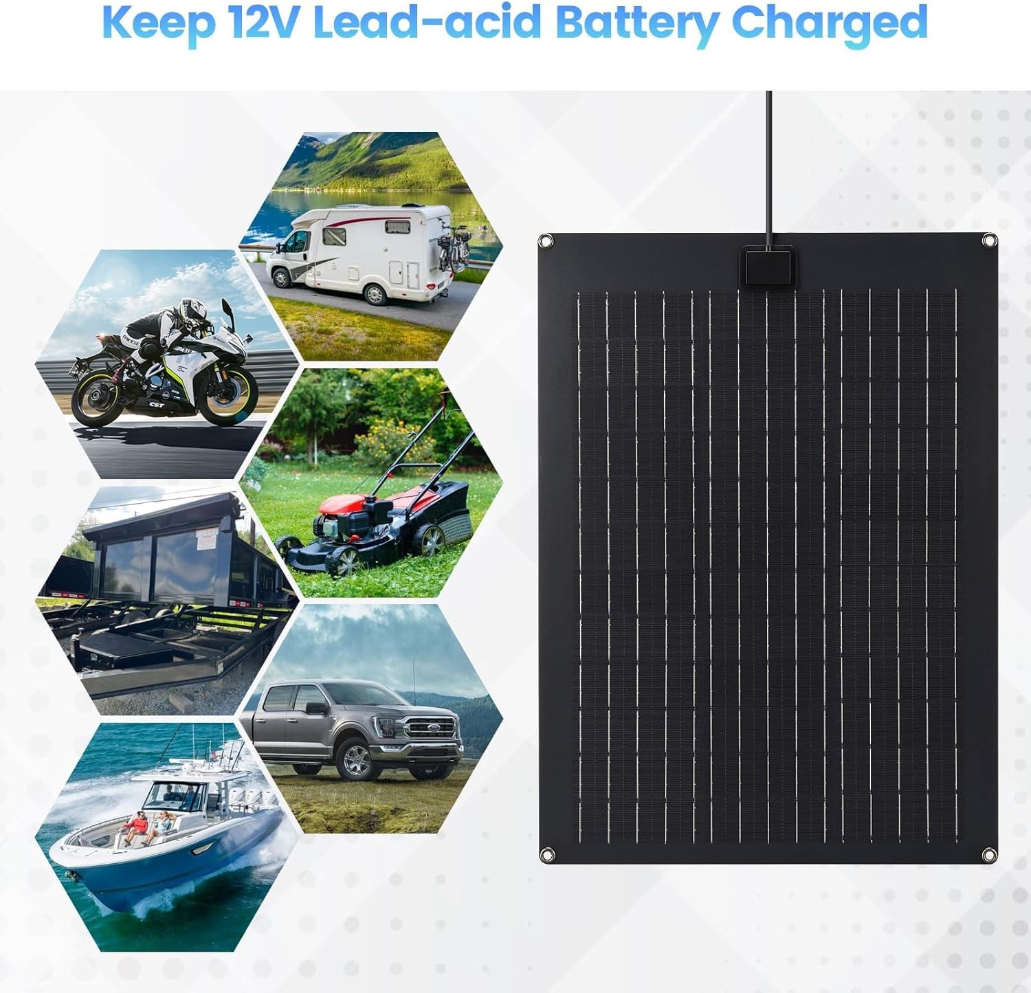 NEW 20W Solar Battery Charger Maintainer Panel Kit 12V Lead Acid Waterproof