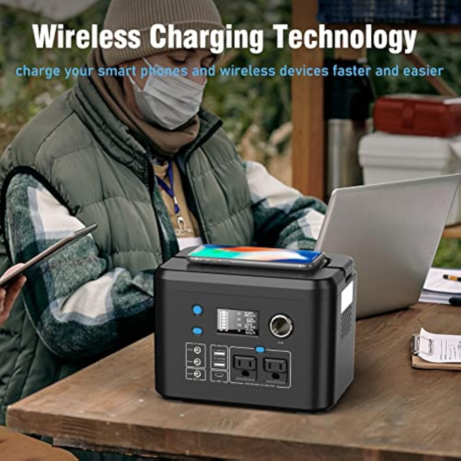 Open Box Powkey 350W Portable Solar Generator, 70000mAh with 60W Solar Panel