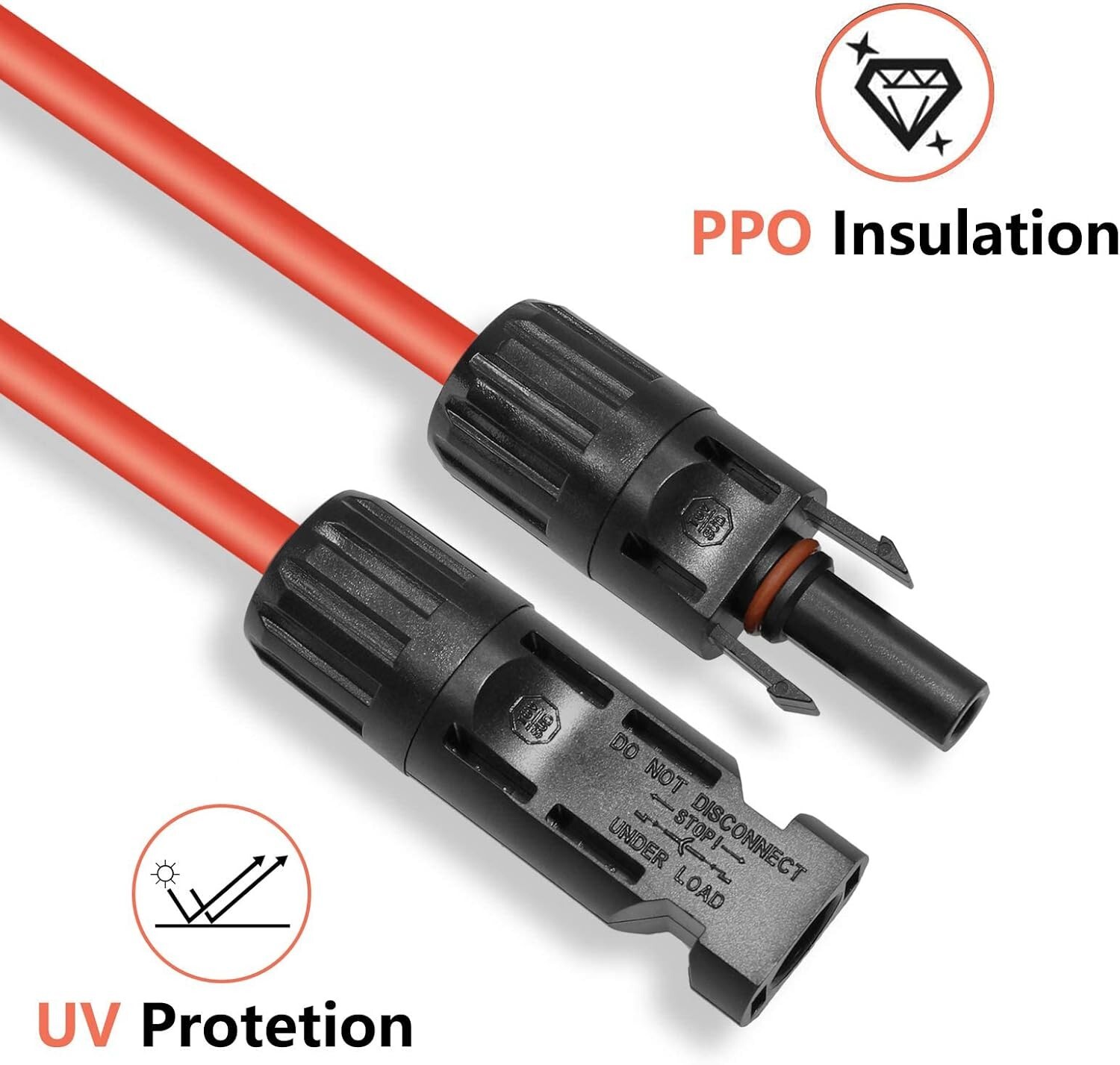 High-Quality 10AWG Solar Extension Cables – Set of 2, 5FT Length, Weatherproof