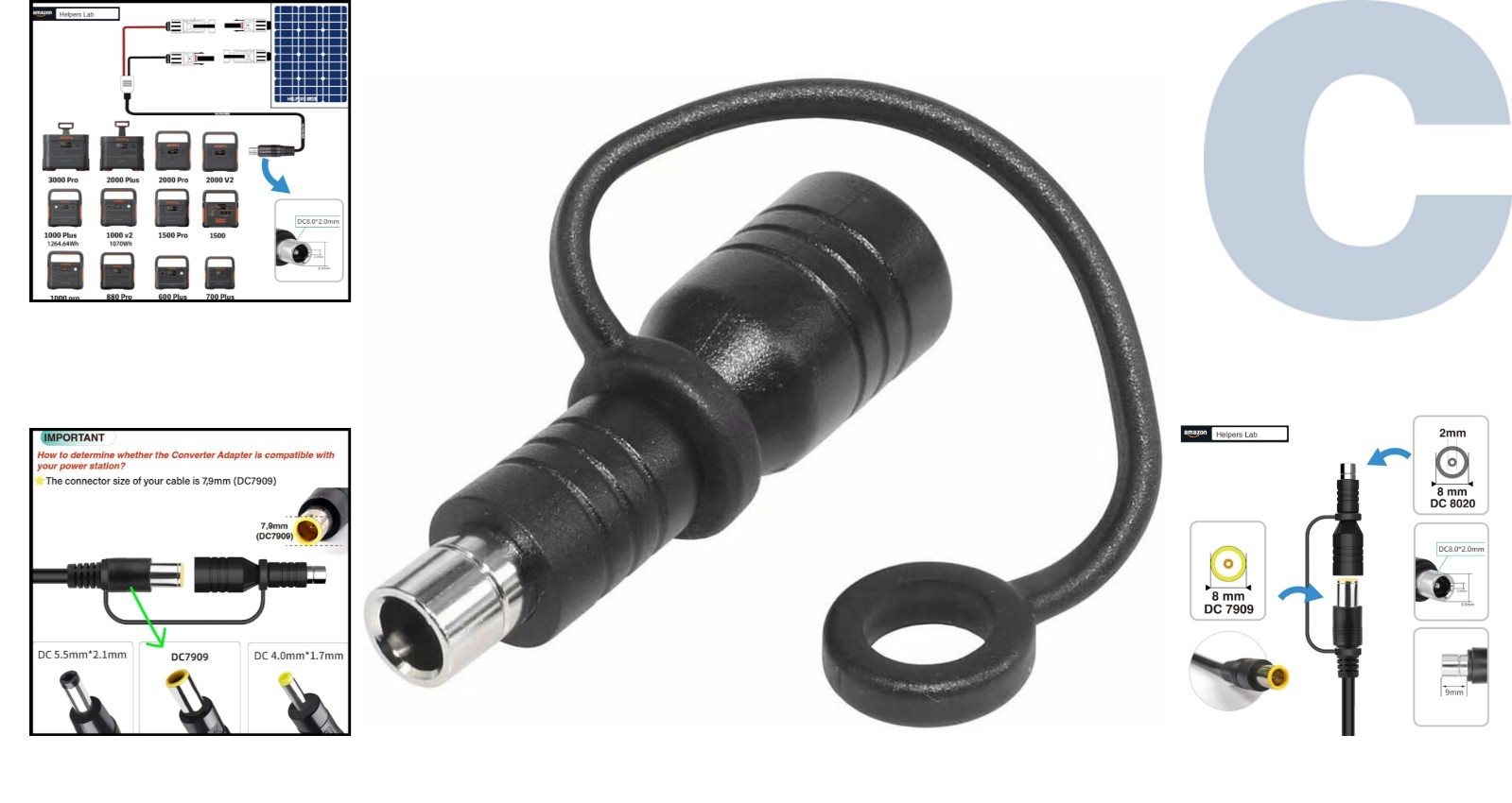 Compact DC7909 to DC8020 Connector – Ideal for RV and Portable Power Stations