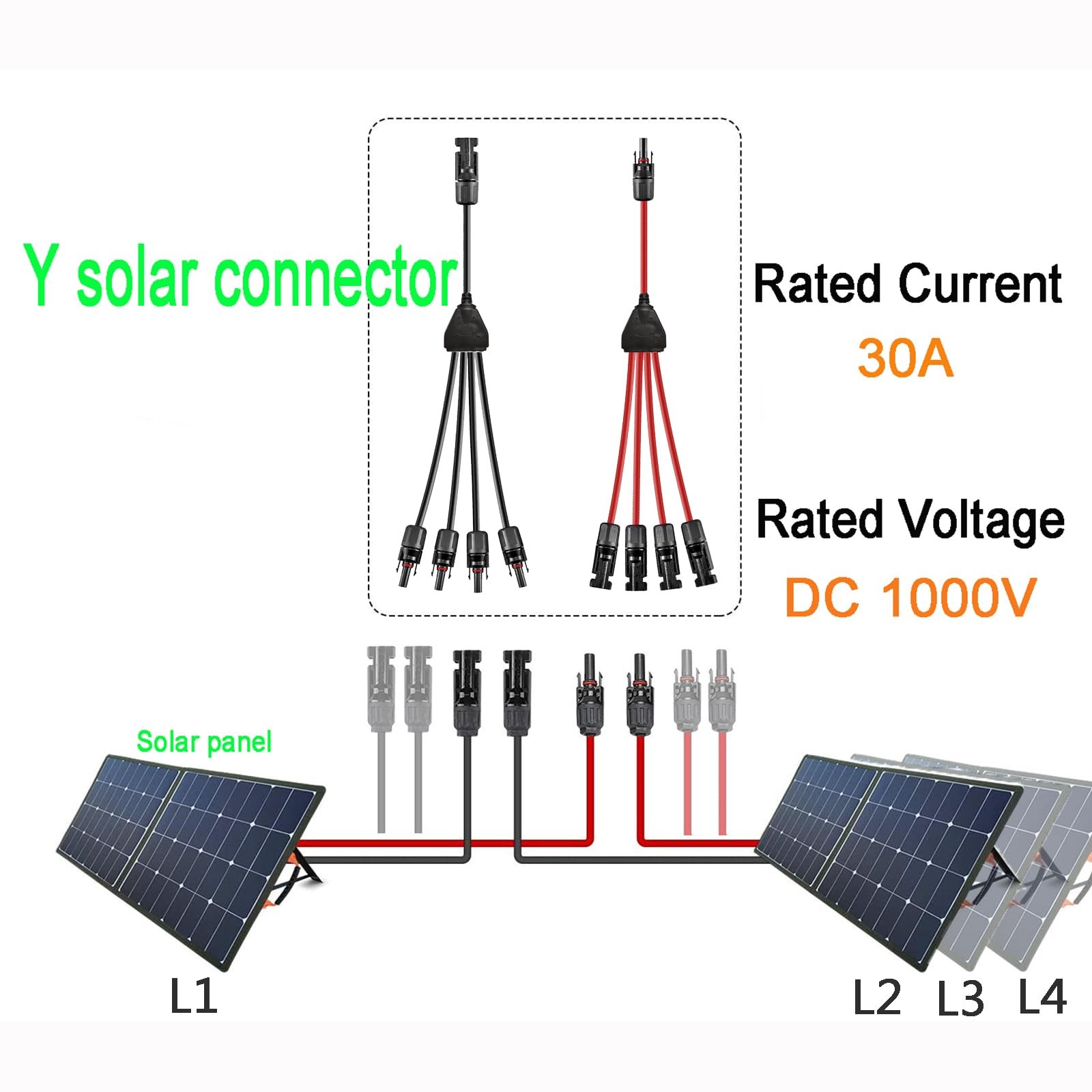 Y Solar Connector 1 to 5 Solar Y Branch Parallel Cable,Solar 1-5 Male Female …