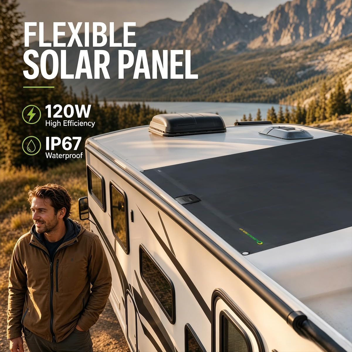 Flexible Solar Panel 120W 12V Etfe,32.3In X 30.5In Semi-Flexible Bendable Mono S