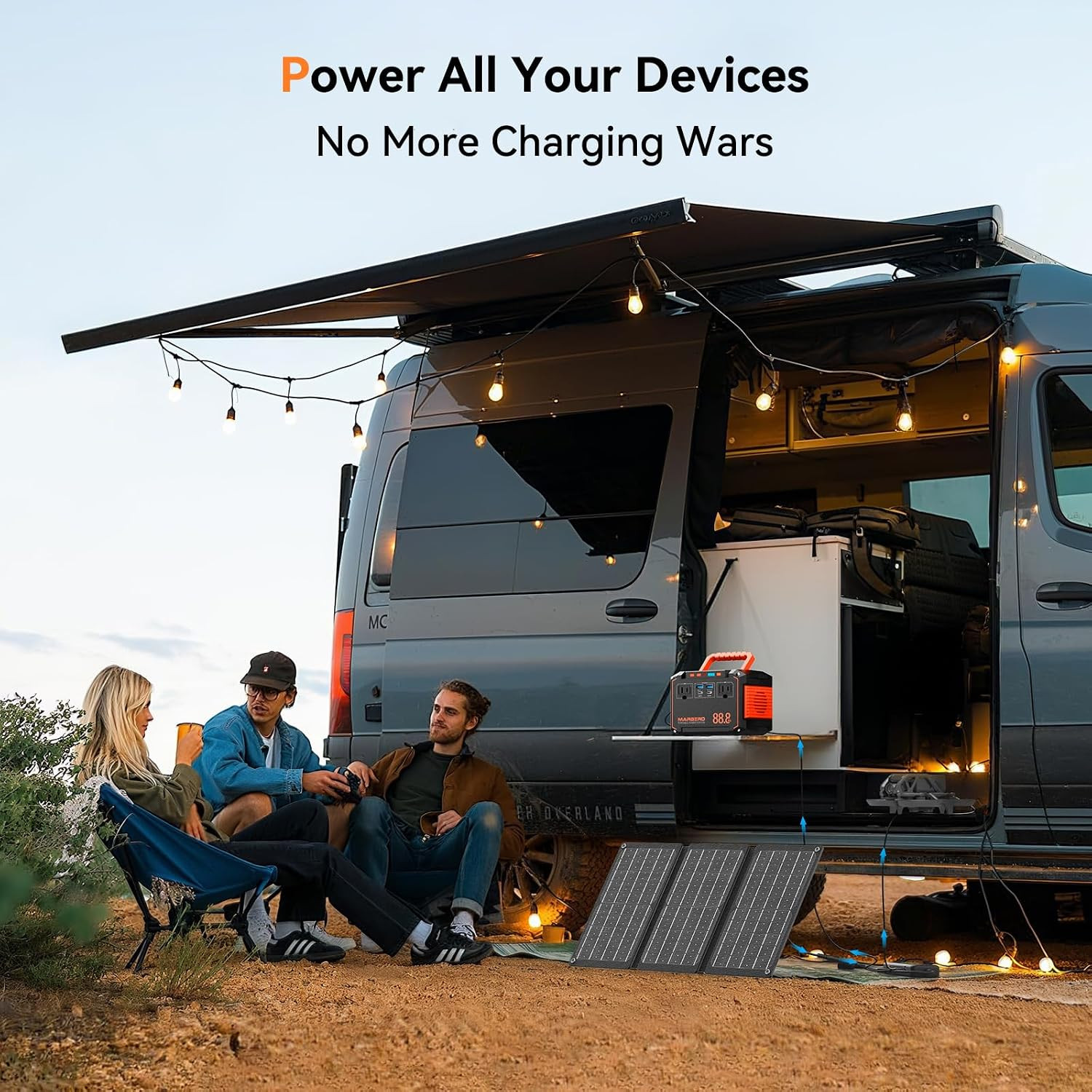 MARBERO 88.8Wh Portable Power Station with 30W Solar Panel 150W Peak Camping Sol