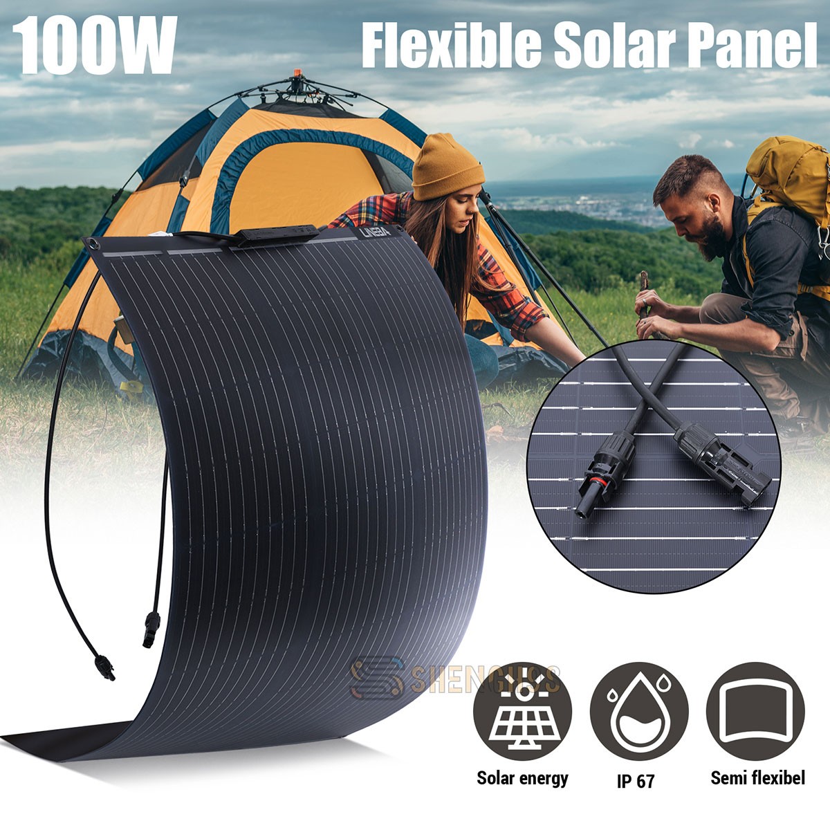 100W Watt 12V Mono Solar Panel Charging Off-Grid Battery Power RV Home Boat