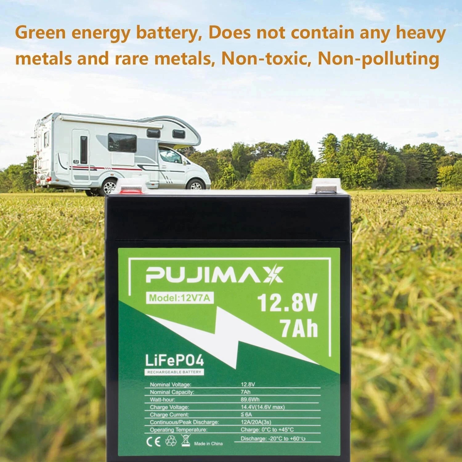 12V 7Ah Lithium LiFePO4 Deep Cycle Battery Built-in BMS for Solar Marine NEW