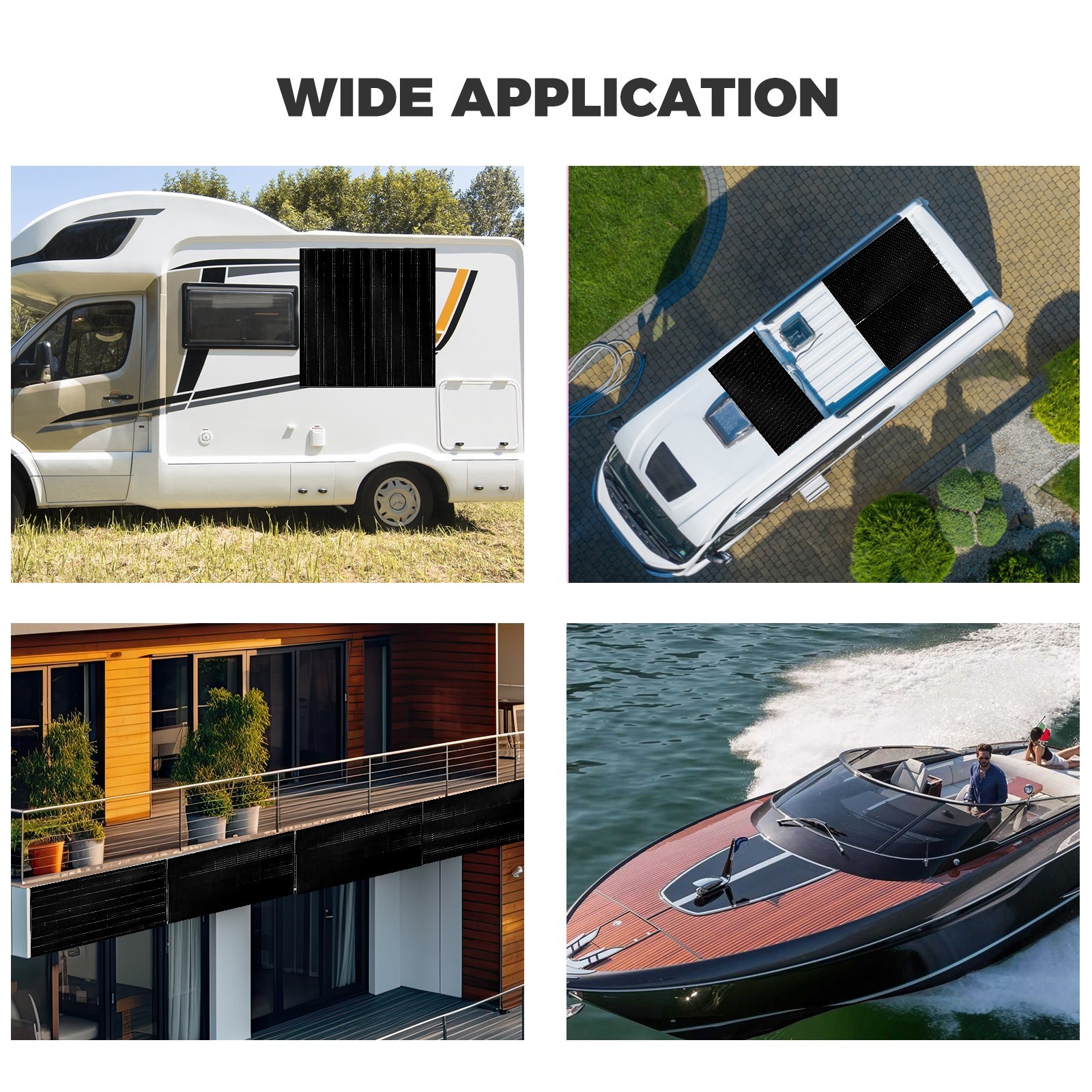 150W Solar Panel Monocrystalline 12V Battery Charging for Home RV Boat Not Glass