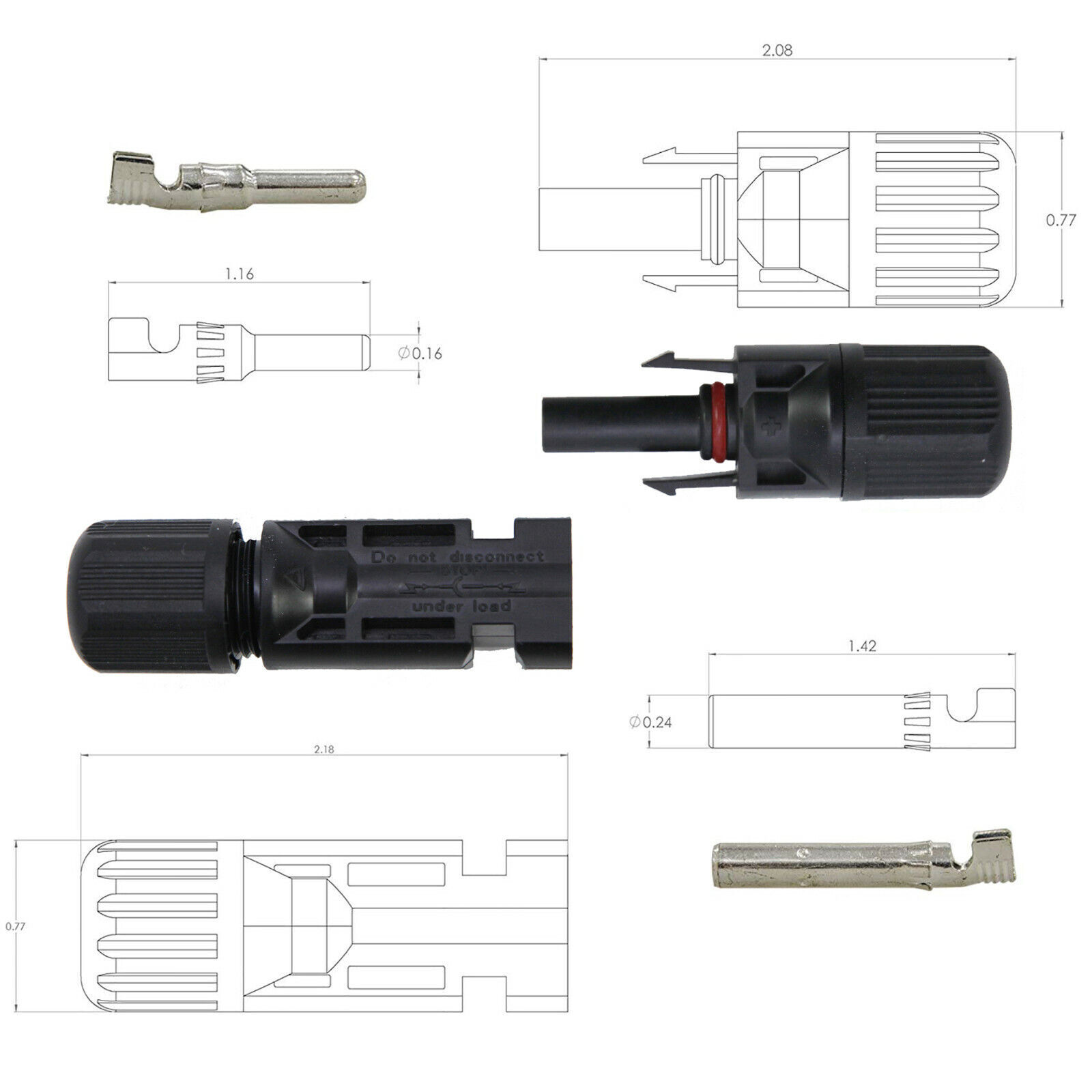 5 Pairs MC4 Male Female Solar Panel Wire Cable Connectors Waterproof Set For DIY