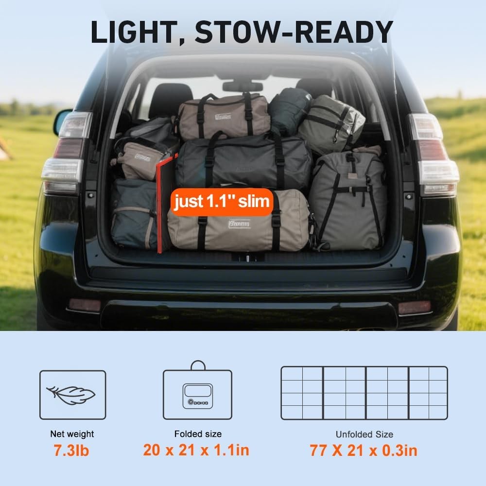 150W Portable Foldable Solar Panel Kit (20X21In, 7.3Lb), with Separate Controlle