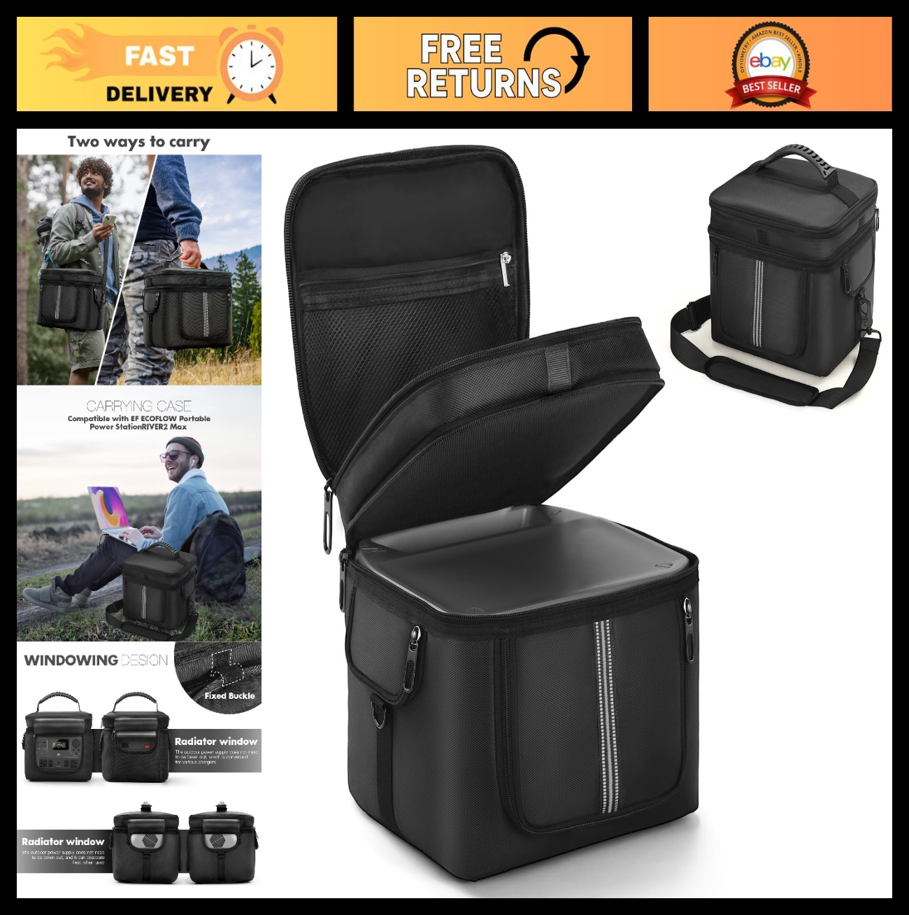 Portable Power Station Carrying Case for River 2 Max 500 – Protective Storage Ba